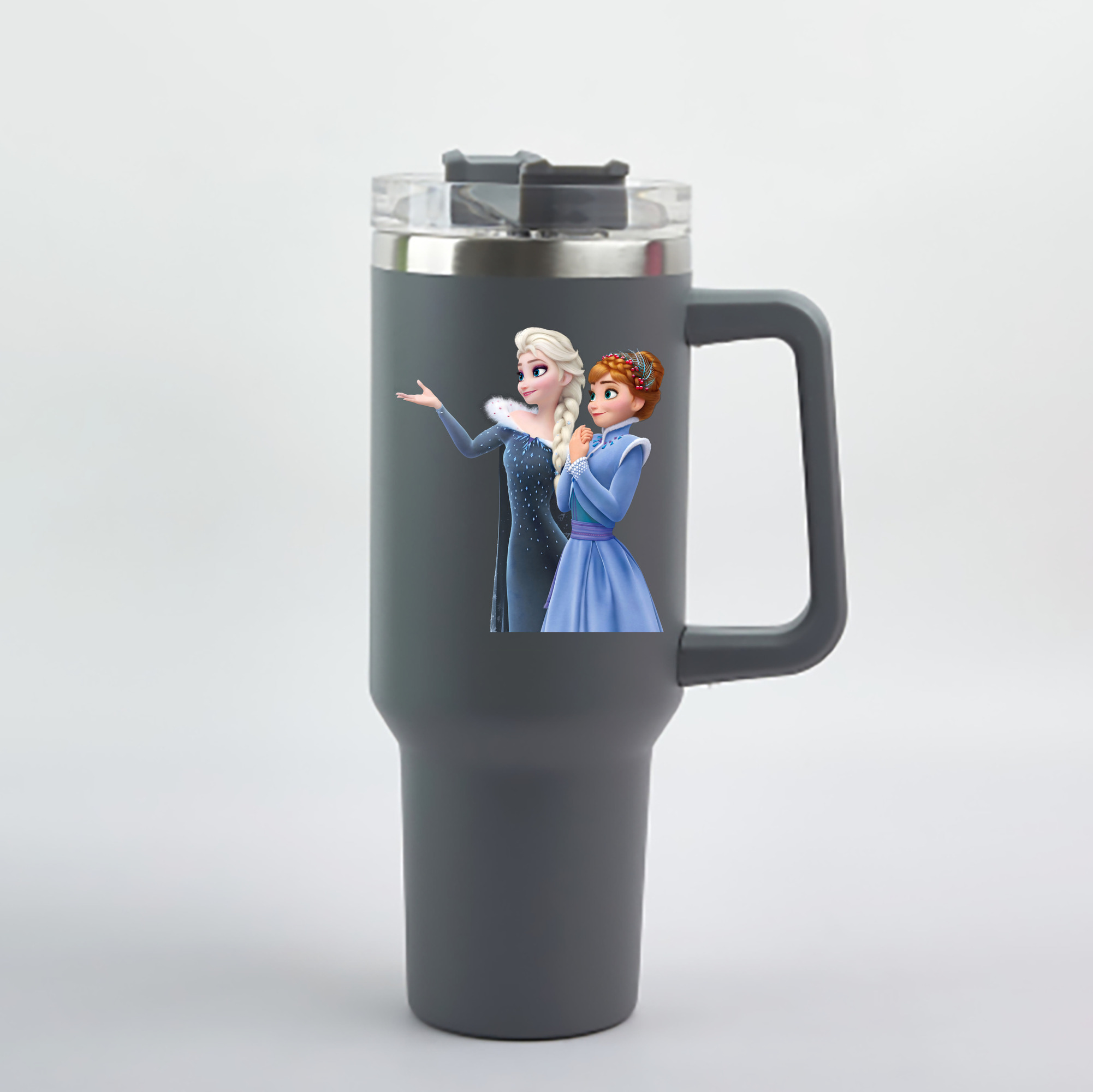 （画像用） アナと雪の女王 アンナ エルサ Frozen Anna Elsa 1200mL車用タンブラー - クリスタルステッカー（プラスチックストロー付き）
