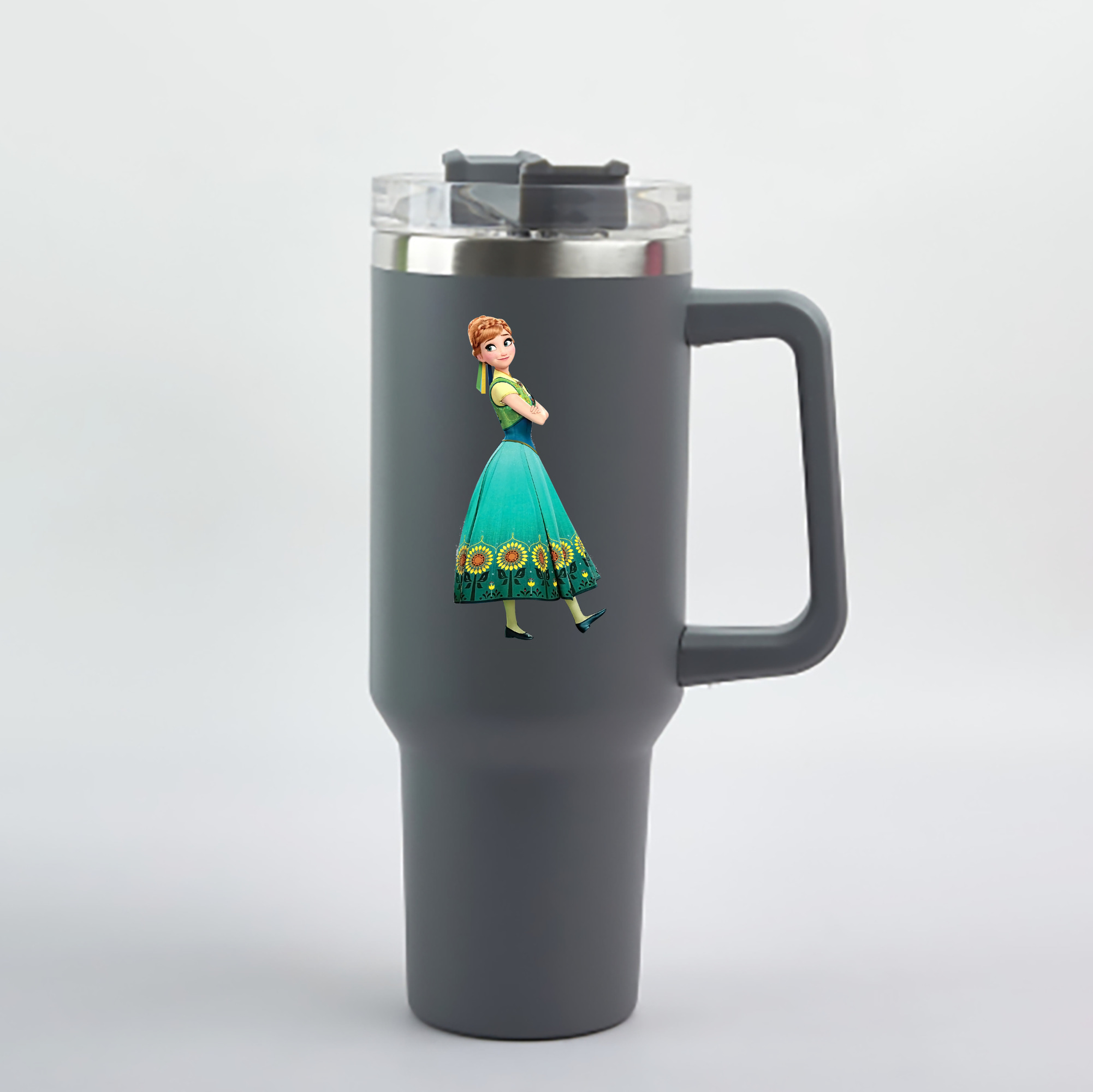 （画像用） アナと雪の女王 アンナ エルサ Frozen Anna Elsa 1200mL車用タンブラー - クリスタルステッカー（プラスチックストロー付き）