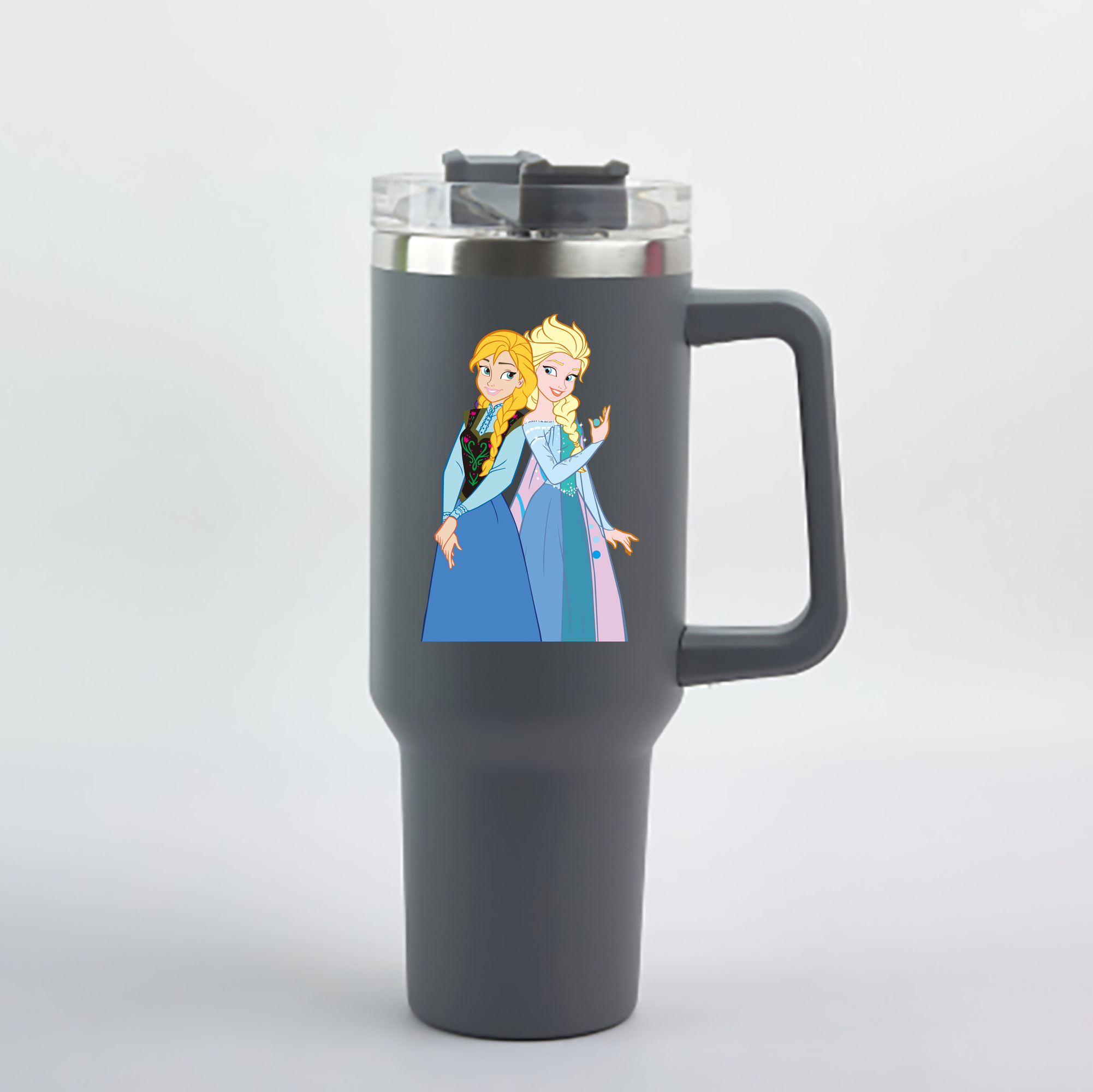 （画像用） アナと雪の女王 アンナ エルサ Frozen Anna Elsa 1200mL車用タンブラー - クリスタルステッカー（プラスチックストロー付き）