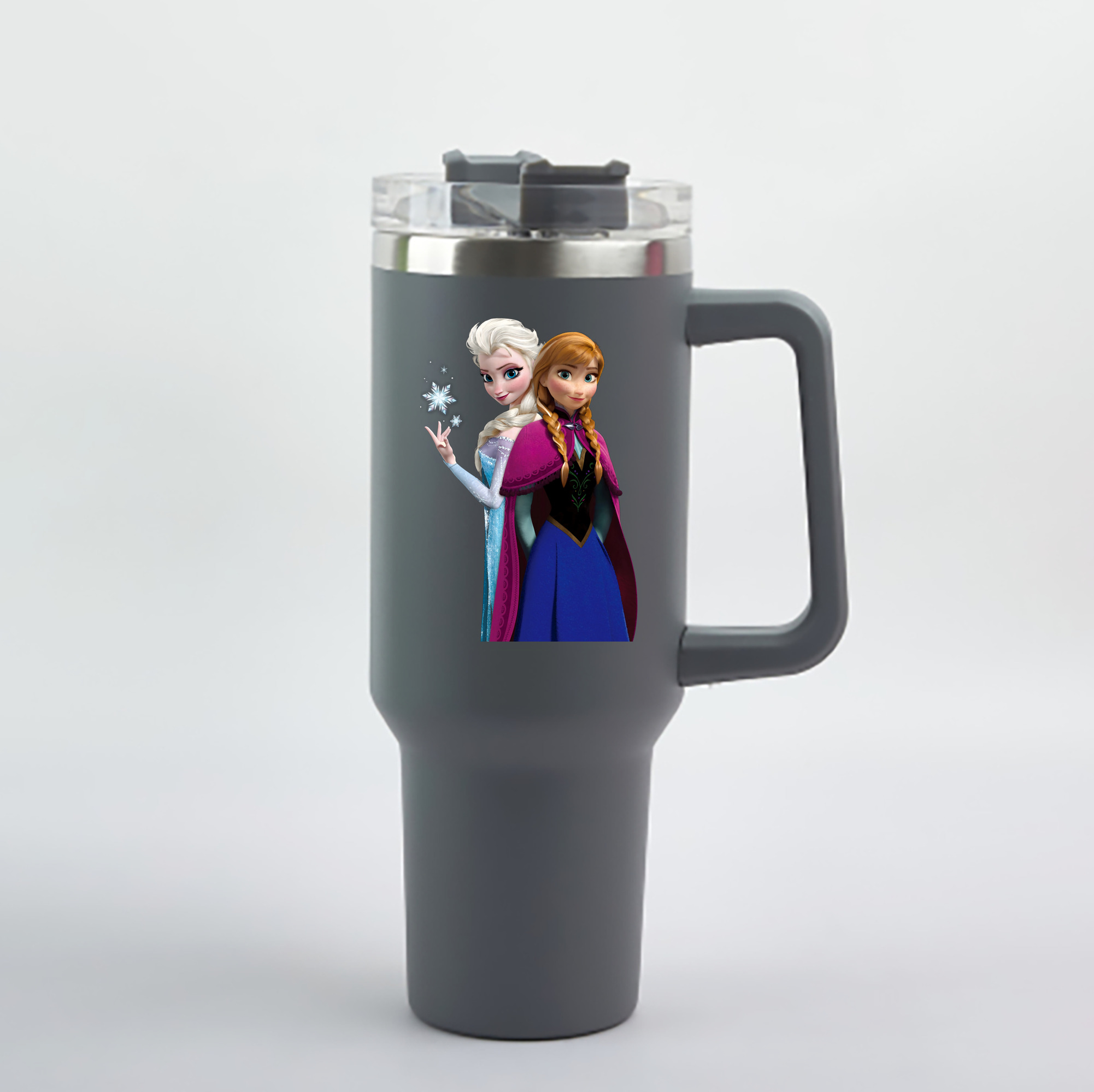 （画像用） アナと雪の女王 アンナ エルサ Frozen Anna Elsa 1200mL車用タンブラー - クリスタルステッカー（プラスチックストロー付き）