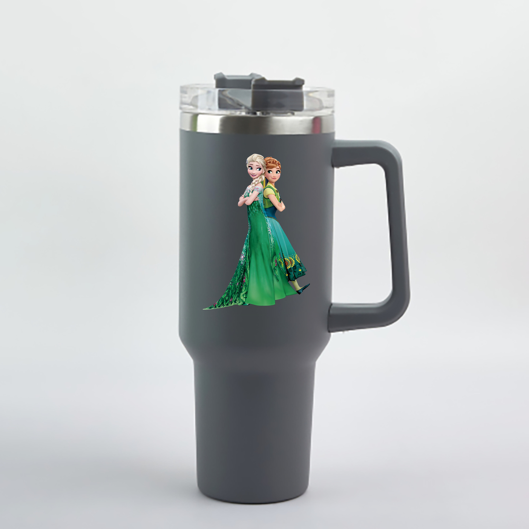 （画像用） アナと雪の女王 アンナ エルサ Frozen Anna Elsa 1200mL車用タンブラー - クリスタルステッカー（プラスチックストロー付き）