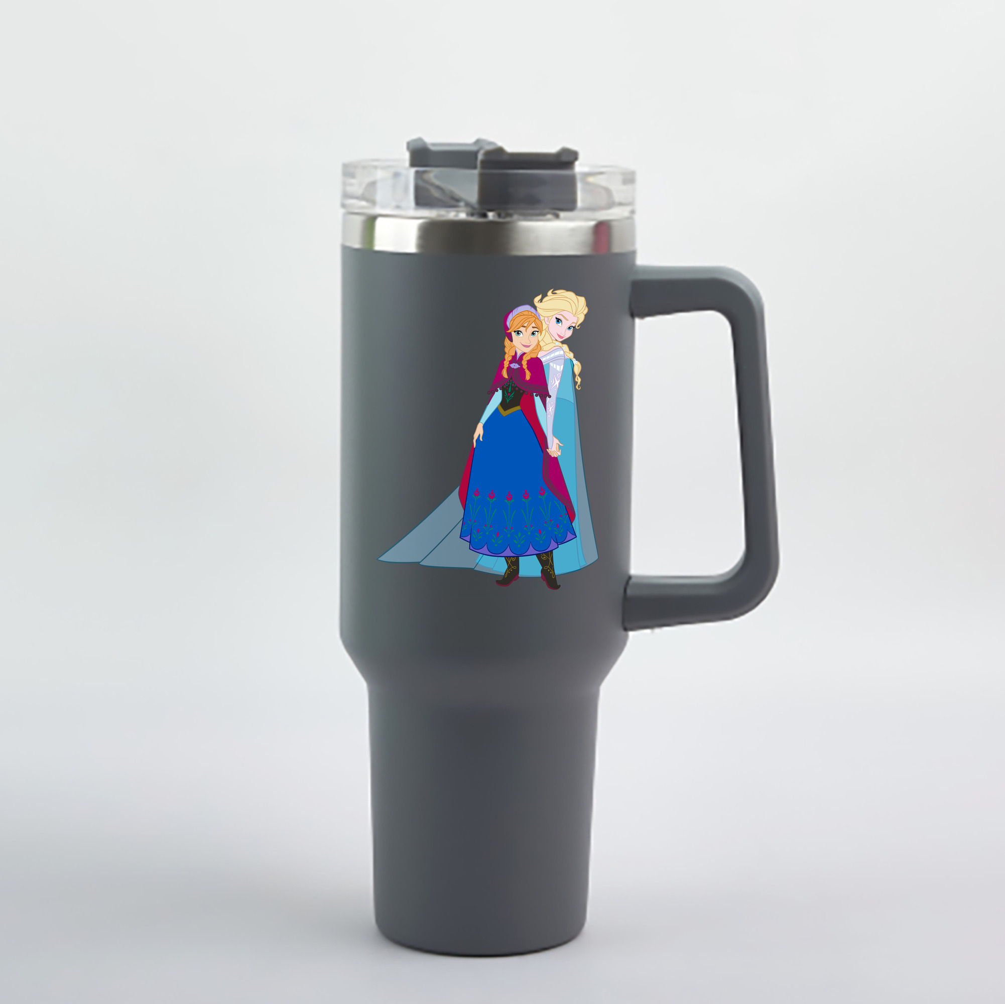 （画像用） アナと雪の女王 アンナ エルサ Frozen Anna Elsa 1200mL車用タンブラー - クリスタルステッカー（プラスチックストロー付き）