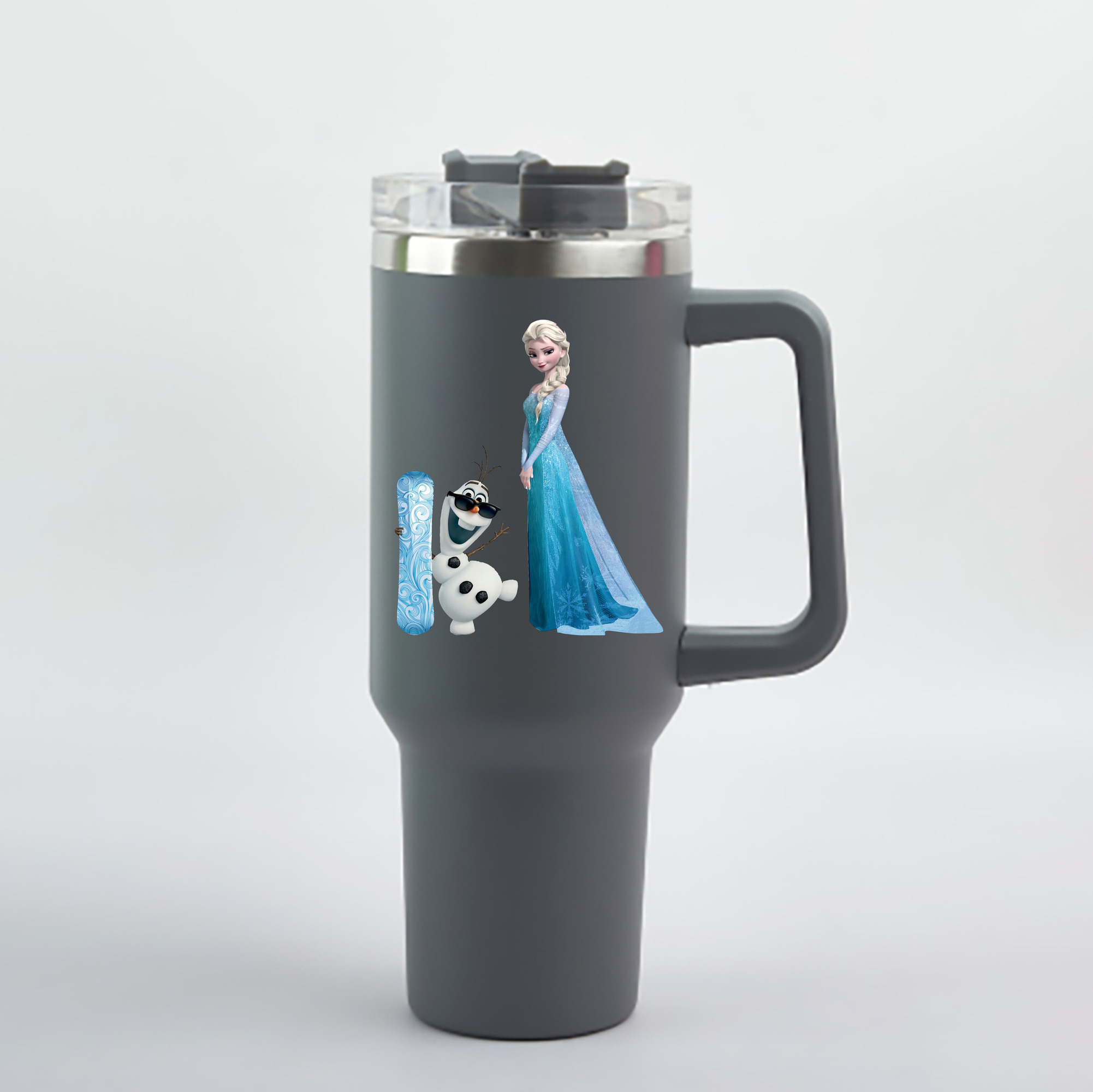（画像用） アナと雪の女王 アンナ エルサ Frozen Anna Elsa 1200mL車用タンブラー - クリスタルステッカー（プラスチックストロー付き）