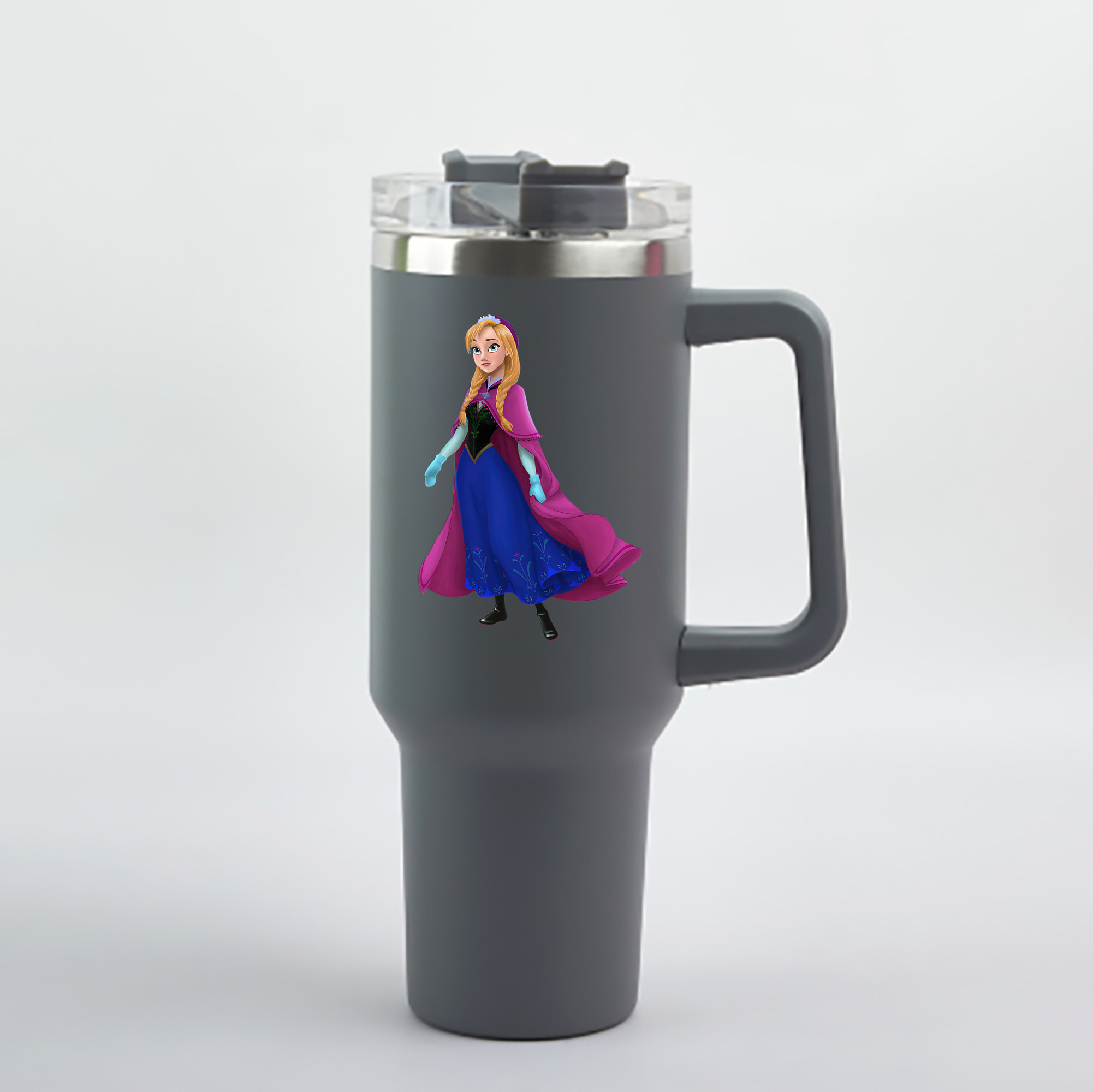 （画像用） アナと雪の女王 アンナ エルサ Frozen Anna Elsa 1200mL車用タンブラー - クリスタルステッカー（プラスチックストロー付き）