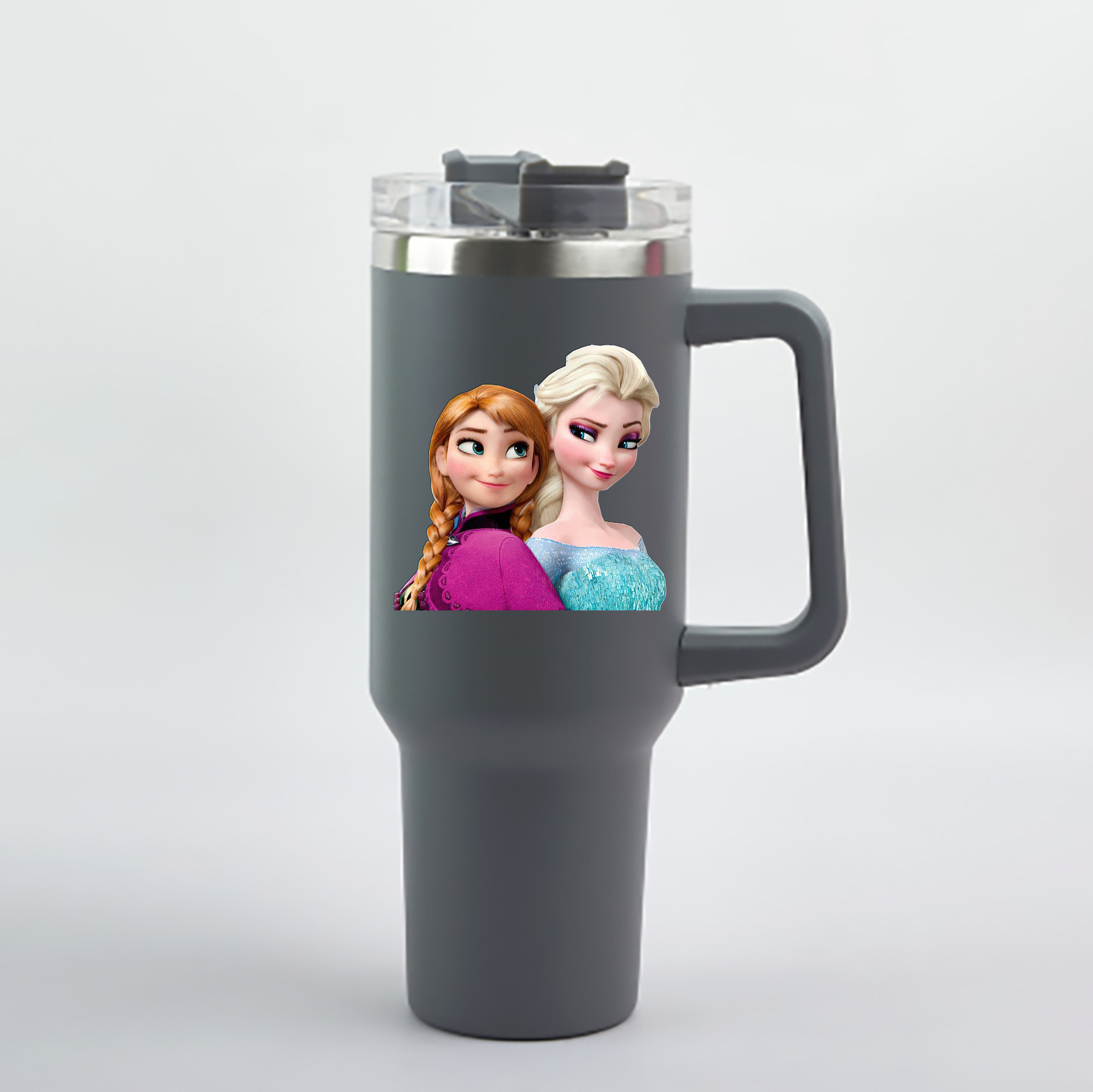 （画像用） アナと雪の女王 アンナ エルサ Frozen Anna Elsa 1200mL車用タンブラー - クリスタルステッカー（プラスチックストロー付き）