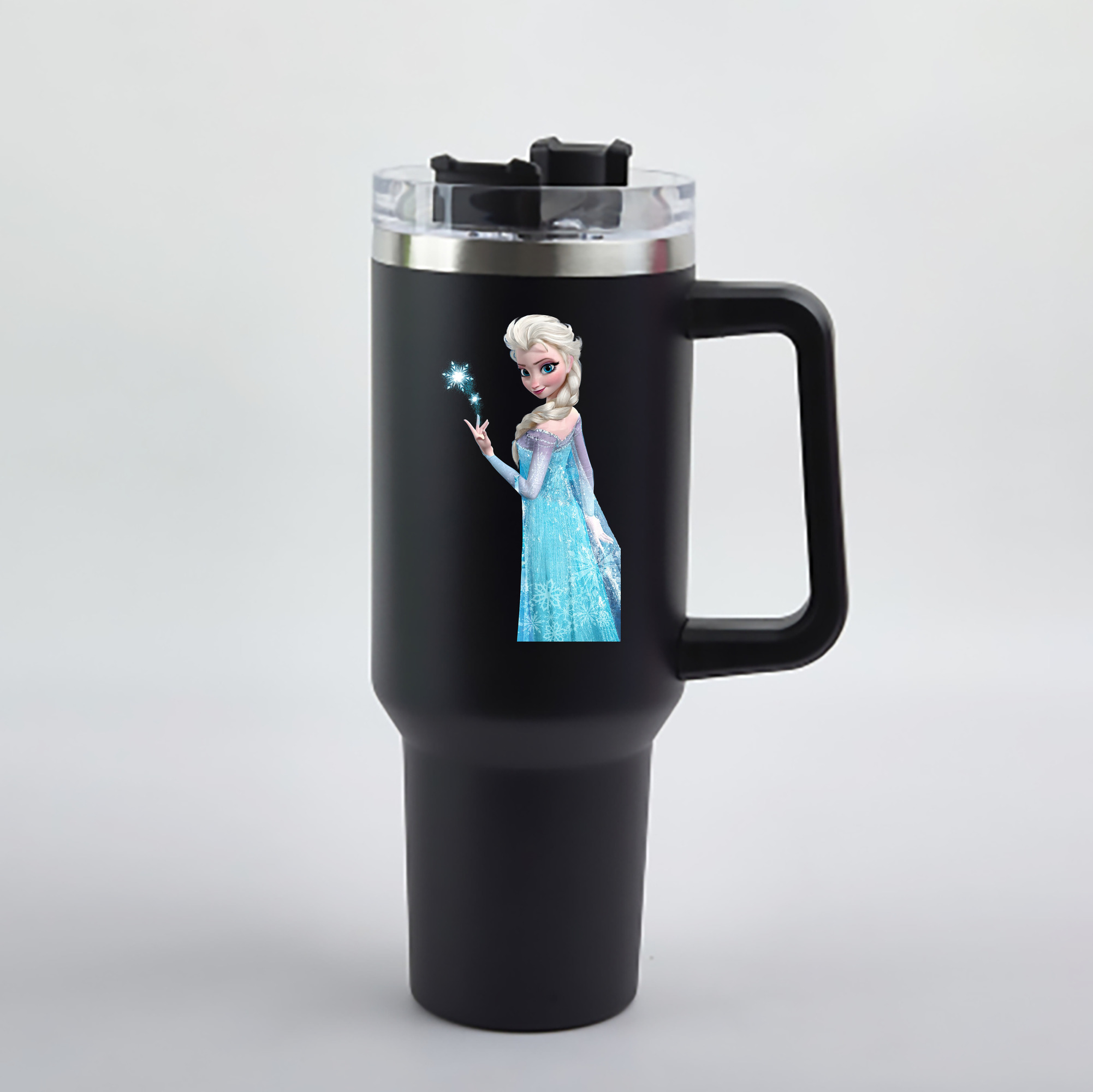 （画像用） アナと雪の女王 アンナ エルサ Frozen Anna Elsa 1200mL車用タンブラー - クリスタルステッカー（プラスチックストロー付き）