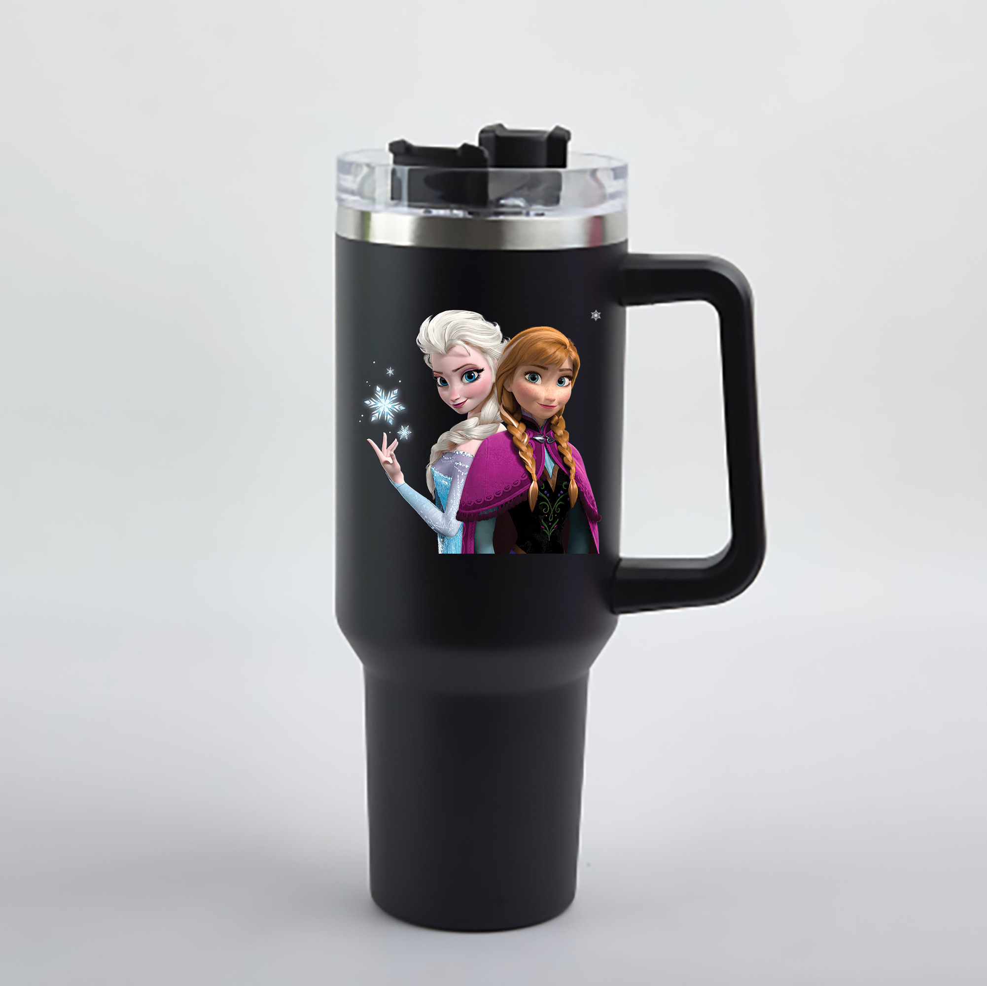 （画像用） アナと雪の女王 アンナ エルサ Frozen Anna Elsa 1200mL車用タンブラー - クリスタルステッカー（プラスチックストロー付き）