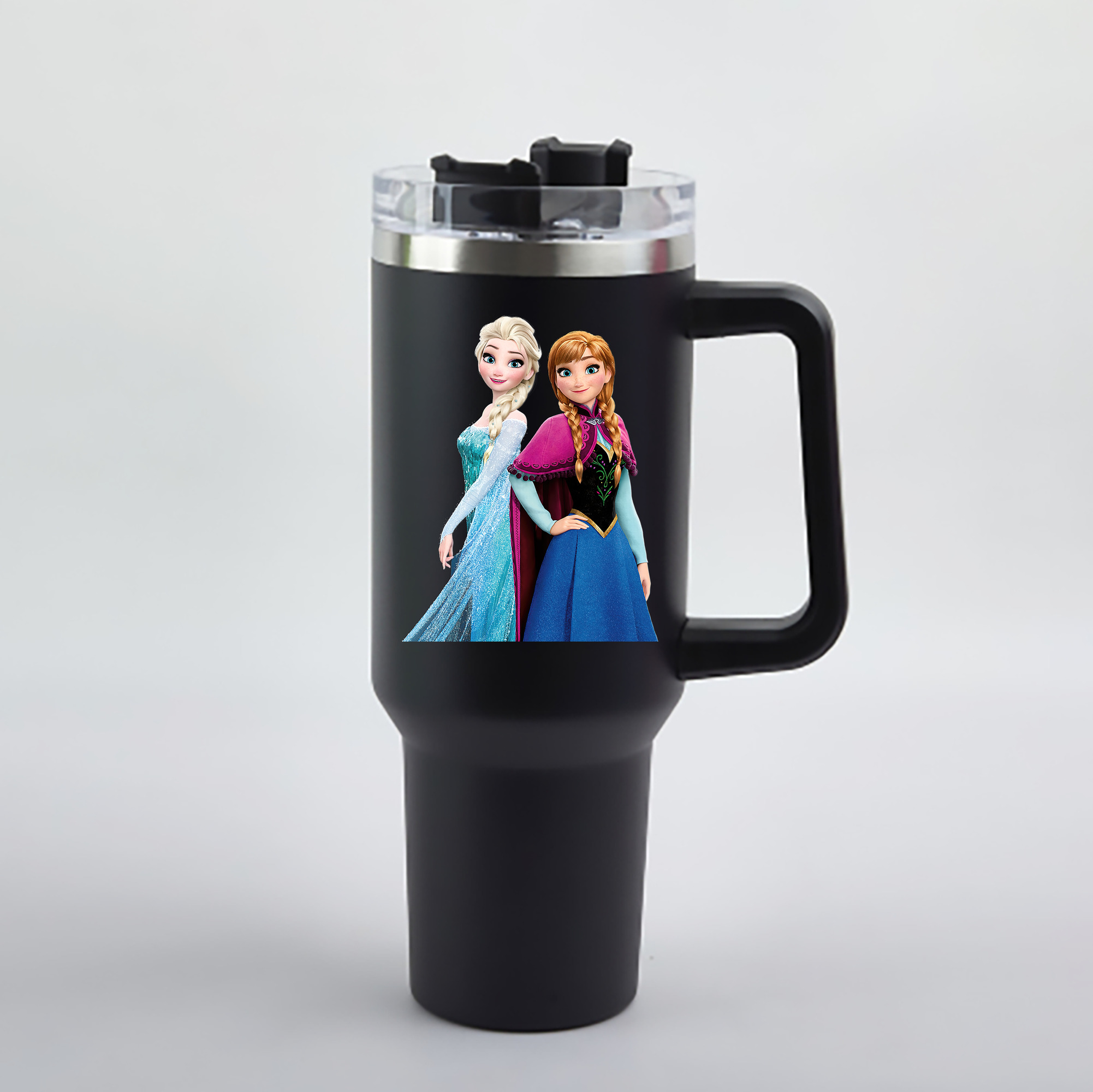 （画像用） アナと雪の女王 アンナ エルサ Frozen Anna Elsa 1200mL車用タンブラー - クリスタルステッカー（プラスチックストロー付き）