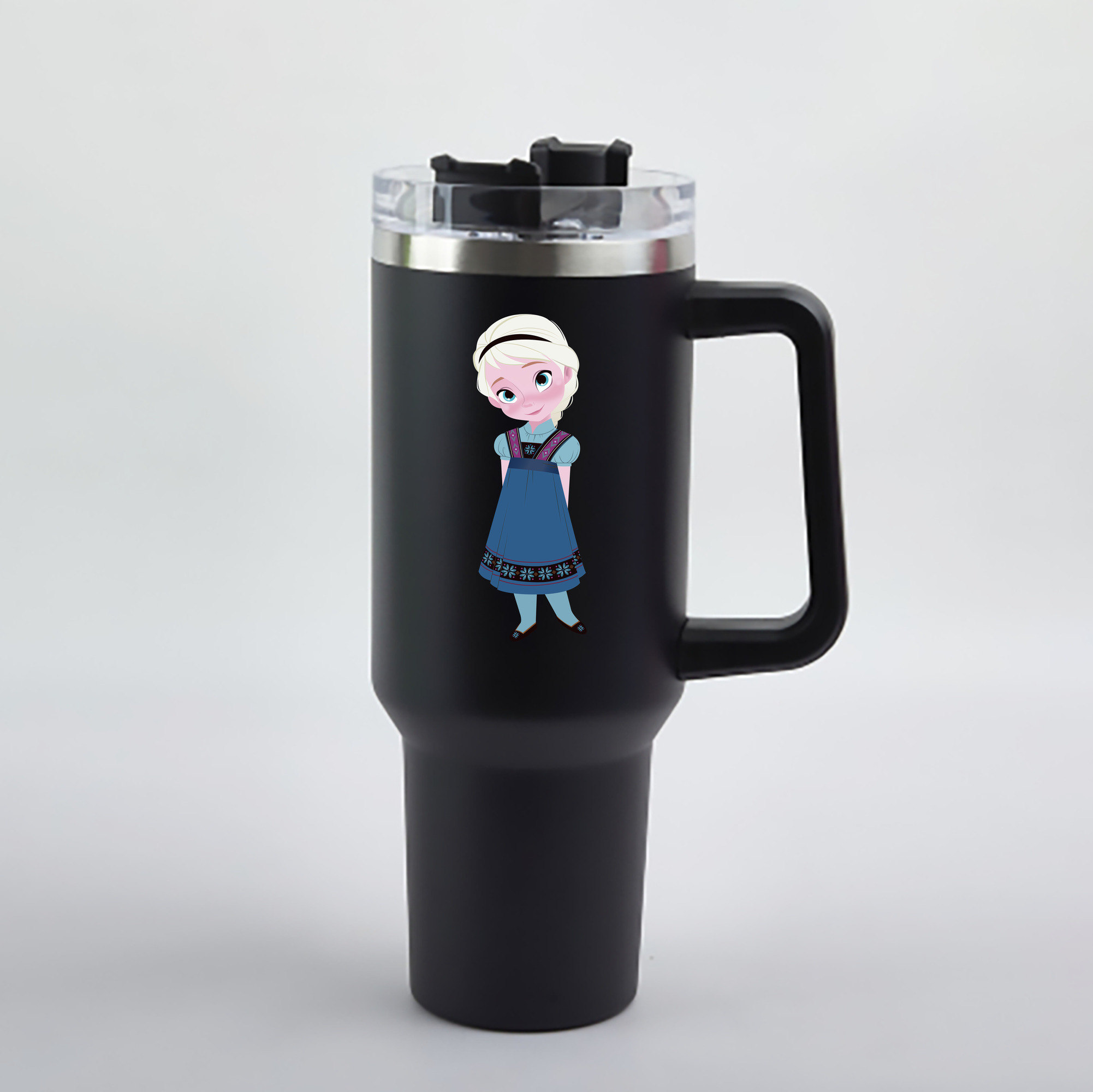 （画像用） アナと雪の女王 アンナ エルサ Frozen Anna Elsa 1200mL車用タンブラー - クリスタルステッカー（プラスチックストロー付き）