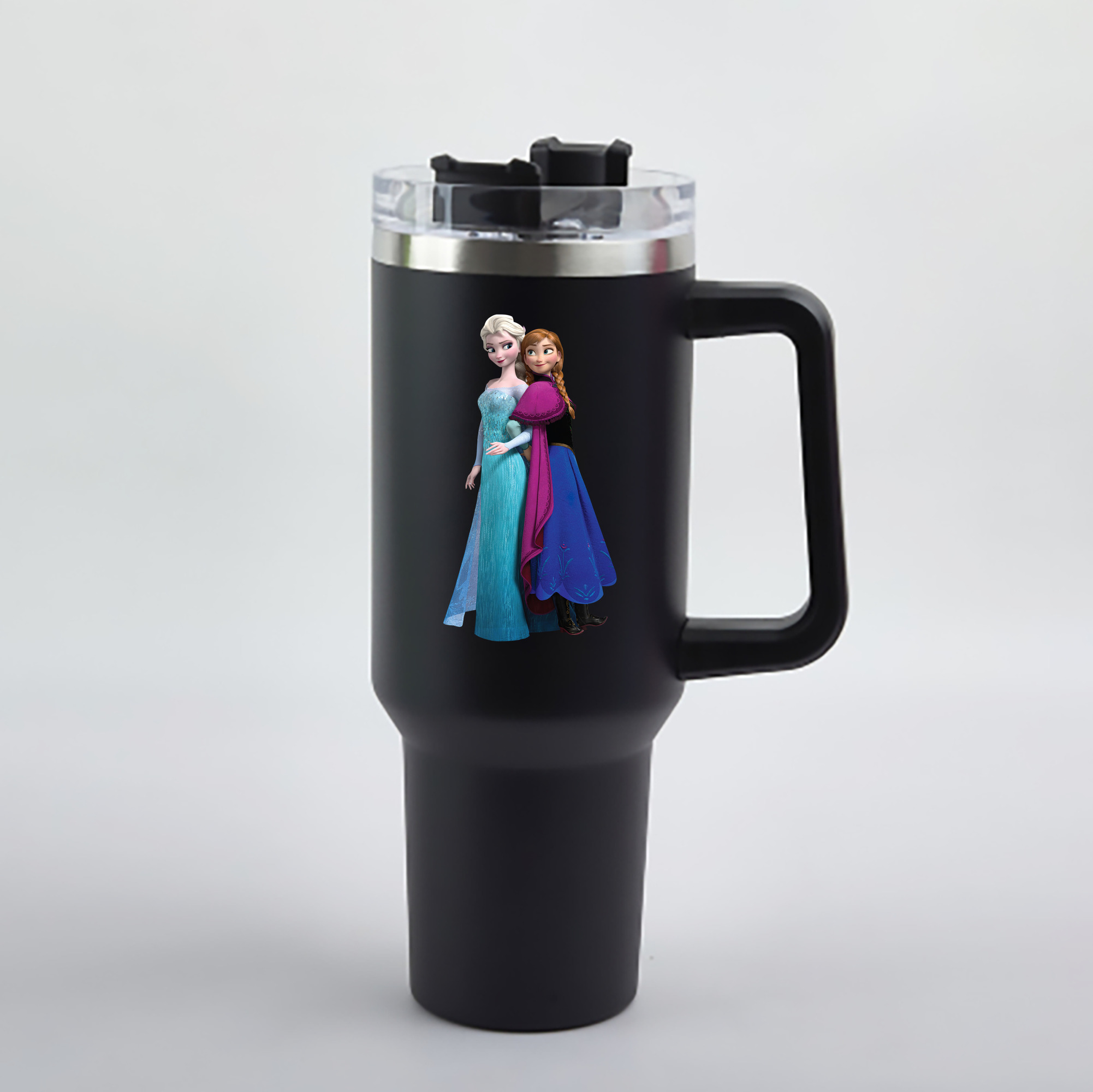 （画像用） アナと雪の女王 アンナ エルサ Frozen Anna Elsa 1200mL車用タンブラー - クリスタルステッカー（プラスチックストロー付き）