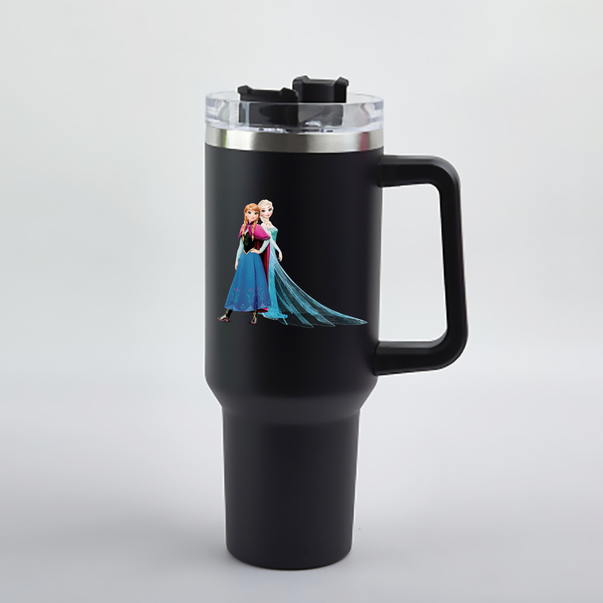 （画像用） アナと雪の女王 アンナ エルサ Frozen Anna Elsa 1200mL車用タンブラー - クリスタルステッカー（プラスチックストロー付き）