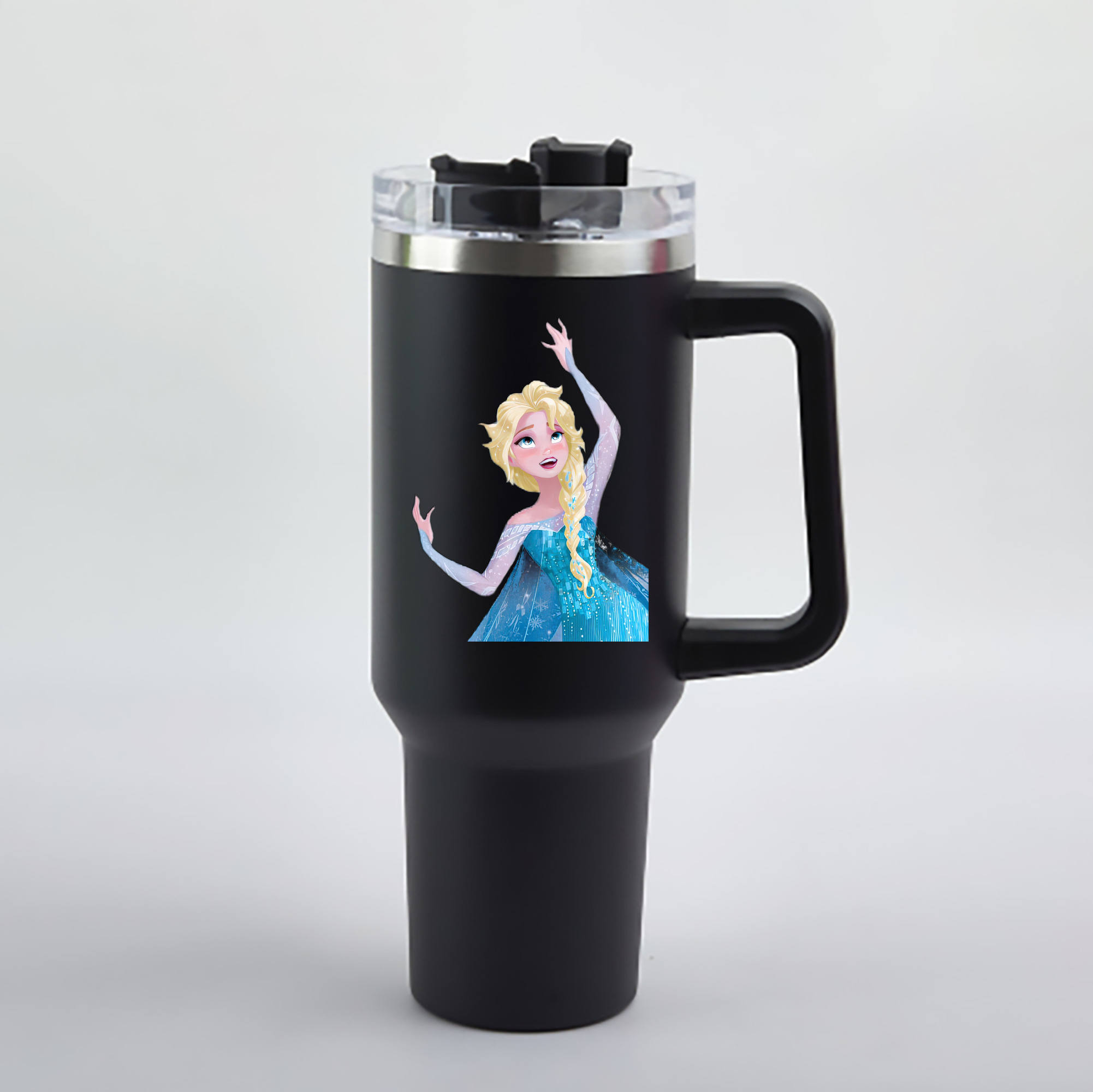 （画像用） アナと雪の女王 アンナ エルサ Frozen Anna Elsa 1200mL車用タンブラー - クリスタルステッカー（プラスチックストロー付き）