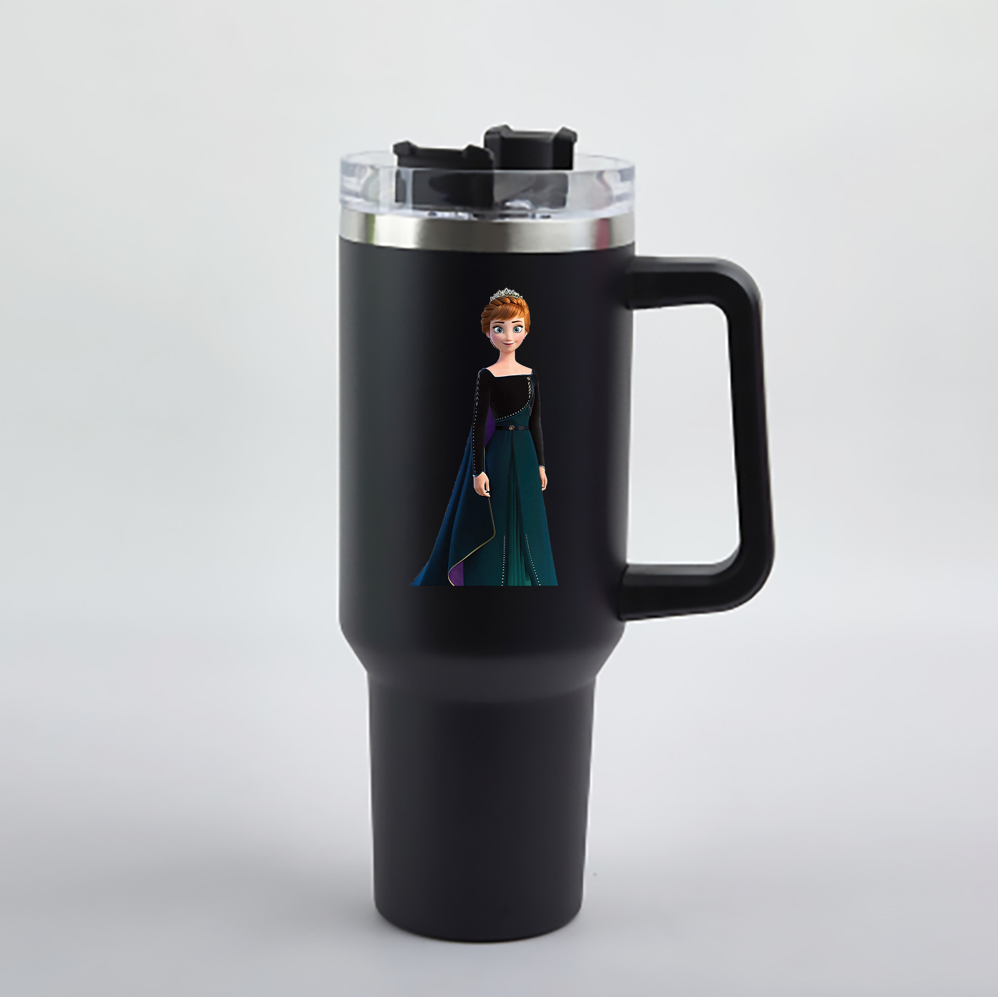 （画像用） アナと雪の女王 アンナ エルサ Frozen Anna Elsa 1200mL車用タンブラー - クリスタルステッカー（プラスチックストロー付き）