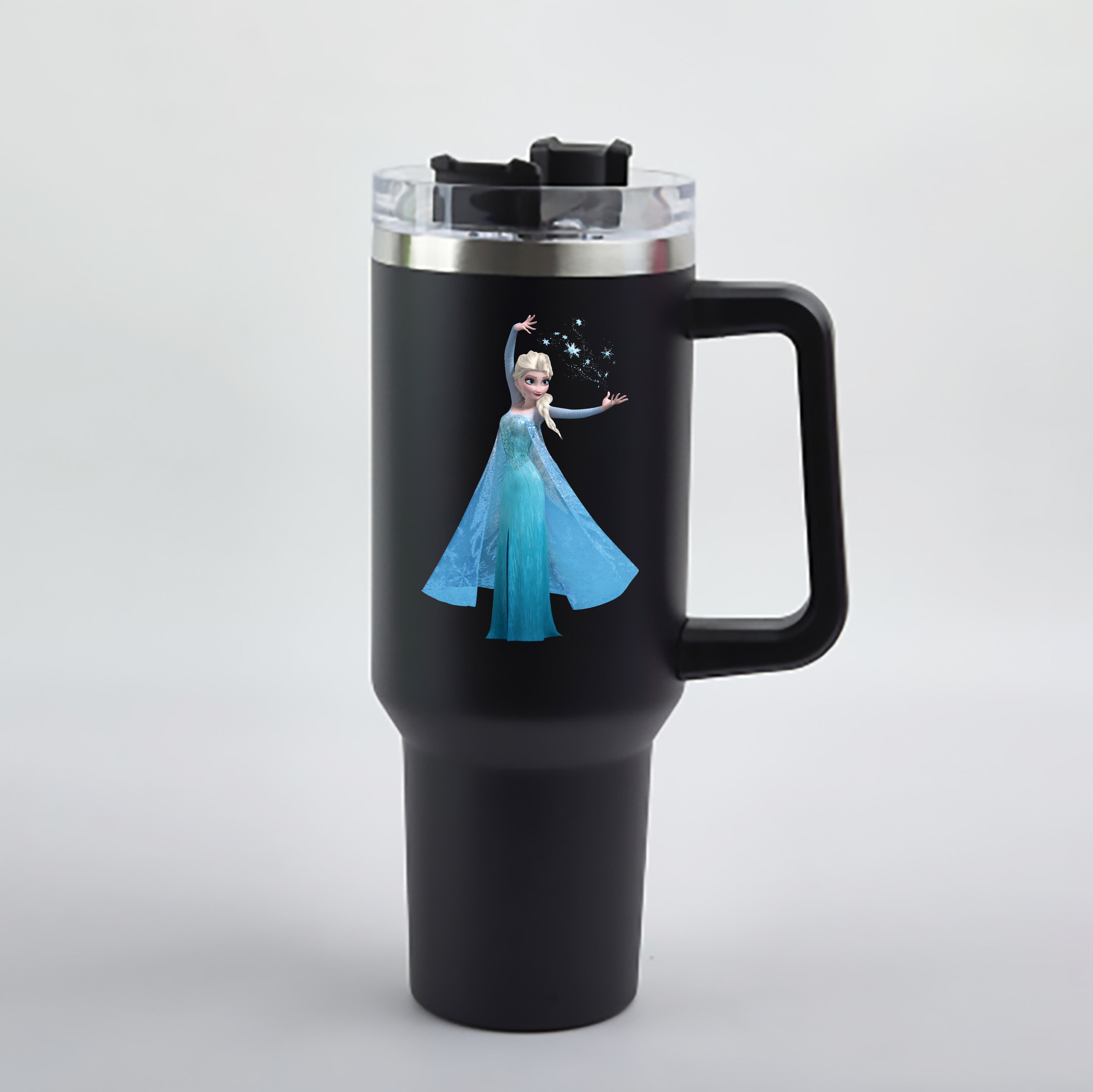 （画像用） アナと雪の女王 アンナ エルサ Frozen Anna Elsa 1200mL車用タンブラー - クリスタルステッカー（プラスチックストロー付き）