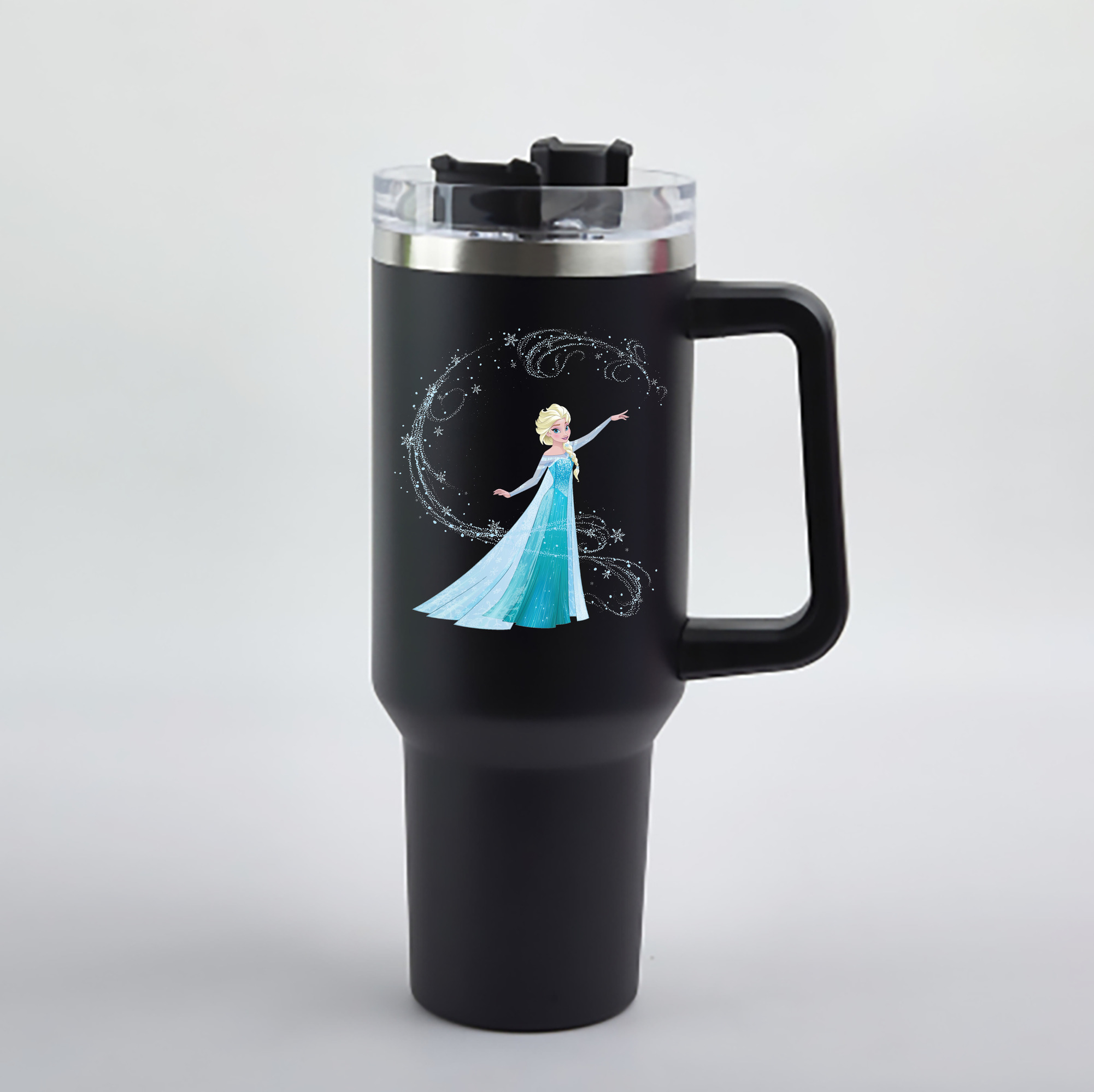 （画像用） アナと雪の女王 アンナ エルサ Frozen Anna Elsa 1200mL車用タンブラー - クリスタルステッカー（プラスチックストロー付き）