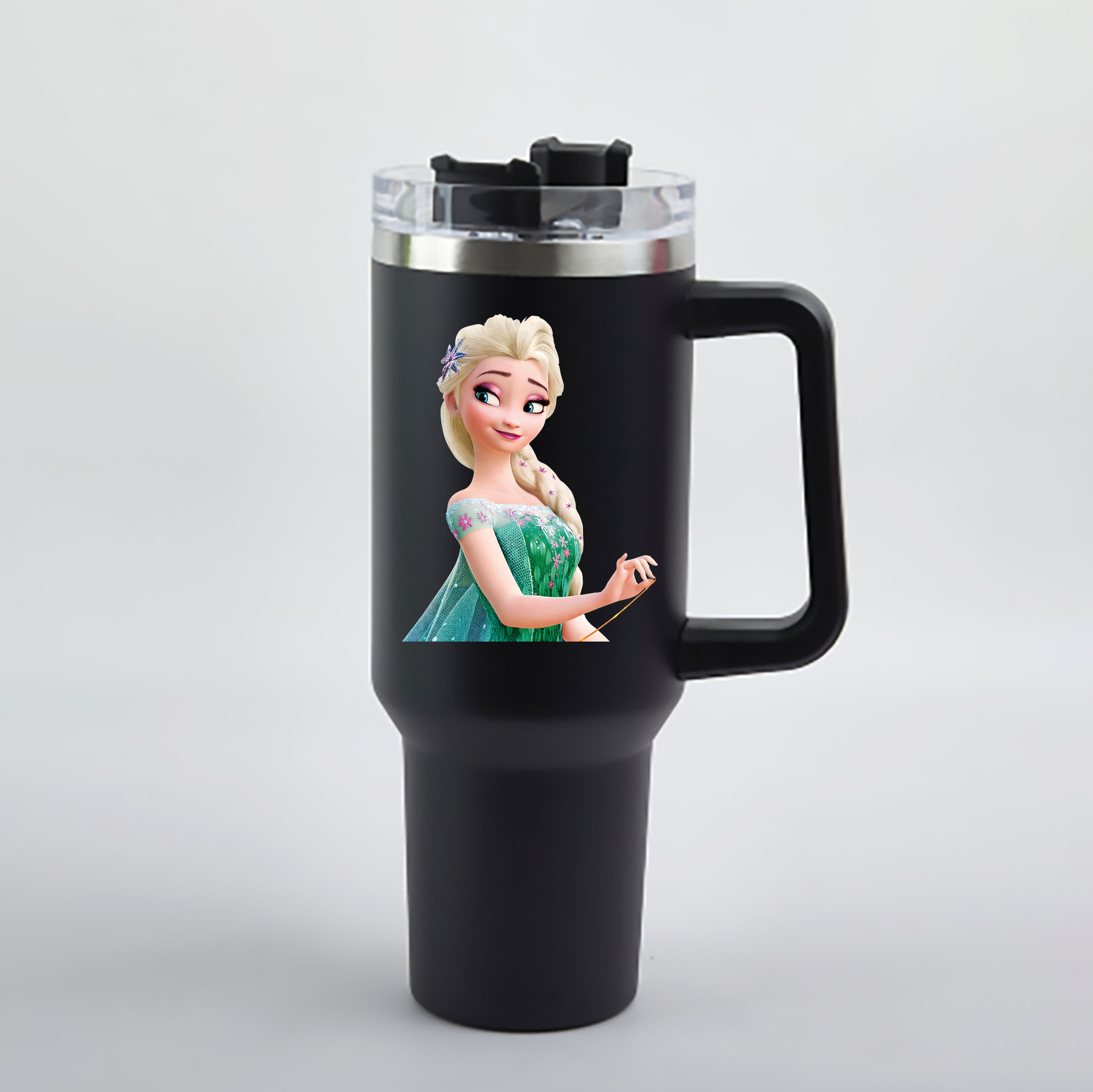 （画像用） アナと雪の女王 アンナ エルサ Frozen Anna Elsa 1200mL車用タンブラー - クリスタルステッカー（プラスチックストロー付き）