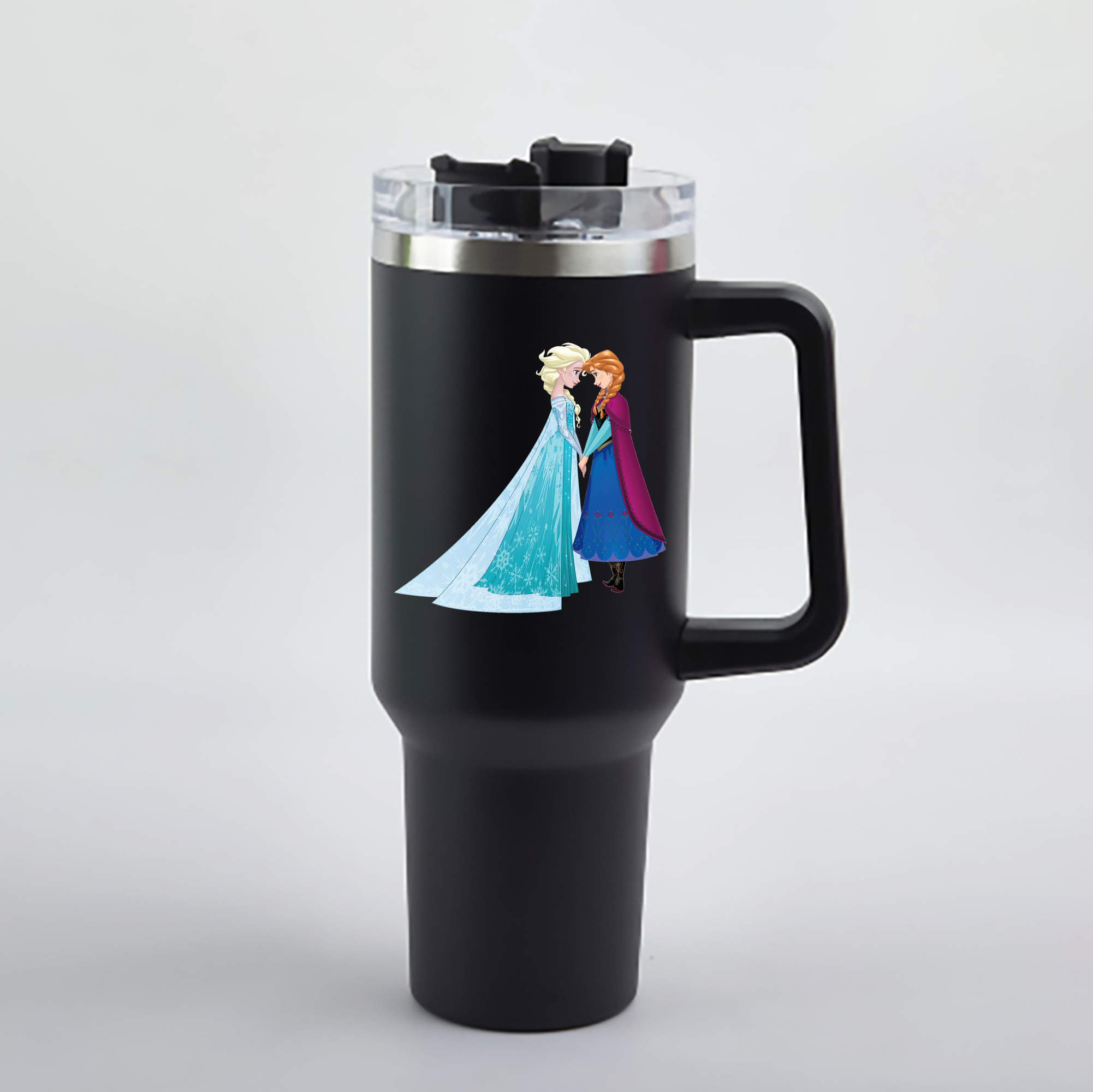 （画像用） アナと雪の女王 アンナ エルサ Frozen Anna Elsa 1200mL車用タンブラー - クリスタルステッカー（プラスチックストロー付き）