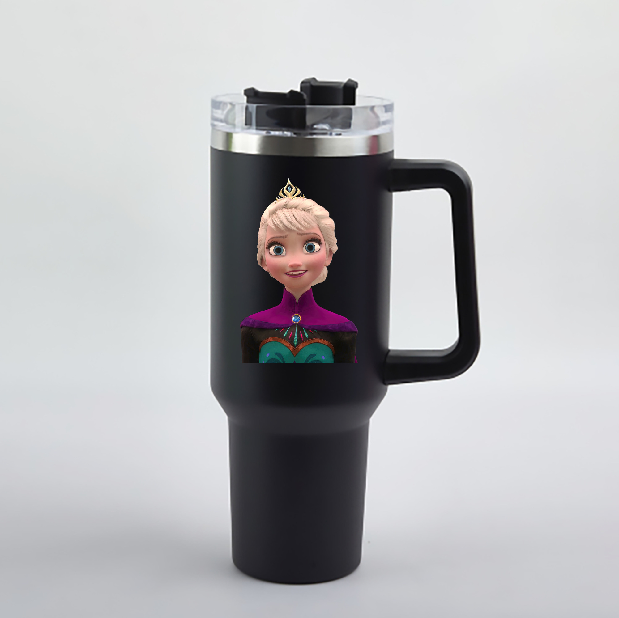 （画像用） アナと雪の女王 アンナ エルサ Frozen Anna Elsa 1200mL車用タンブラー - クリスタルステッカー（プラスチックストロー付き）