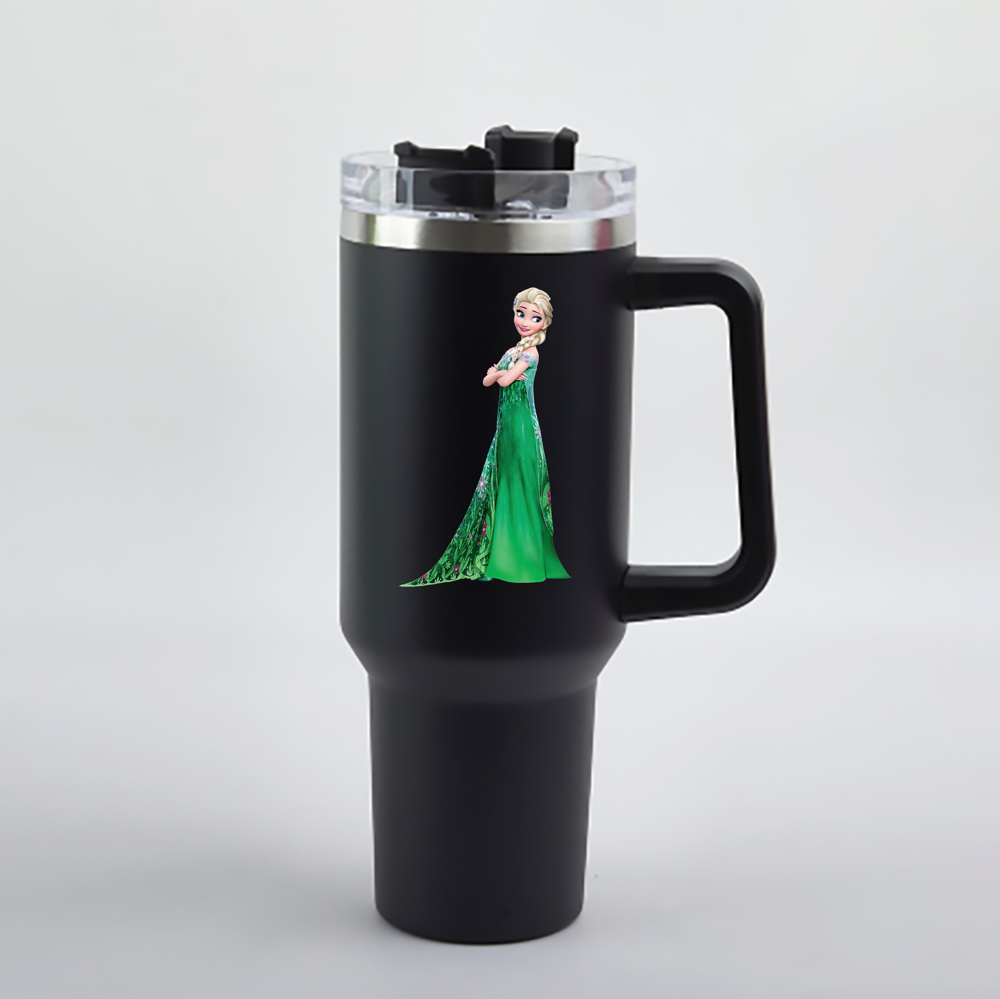 （画像用） アナと雪の女王 アンナ エルサ Frozen Anna Elsa 1200mL車用タンブラー - クリスタルステッカー（プラスチックストロー付き）