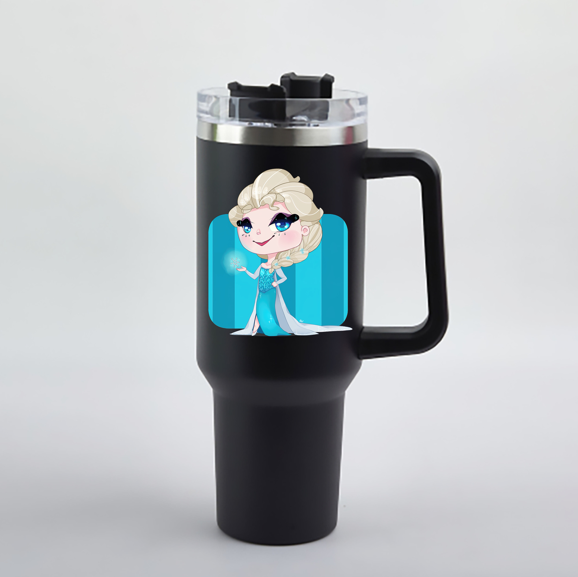 （画像用） アナと雪の女王 アンナ エルサ Frozen Anna Elsa 1200mL車用タンブラー - クリスタルステッカー（プラスチックストロー付き）