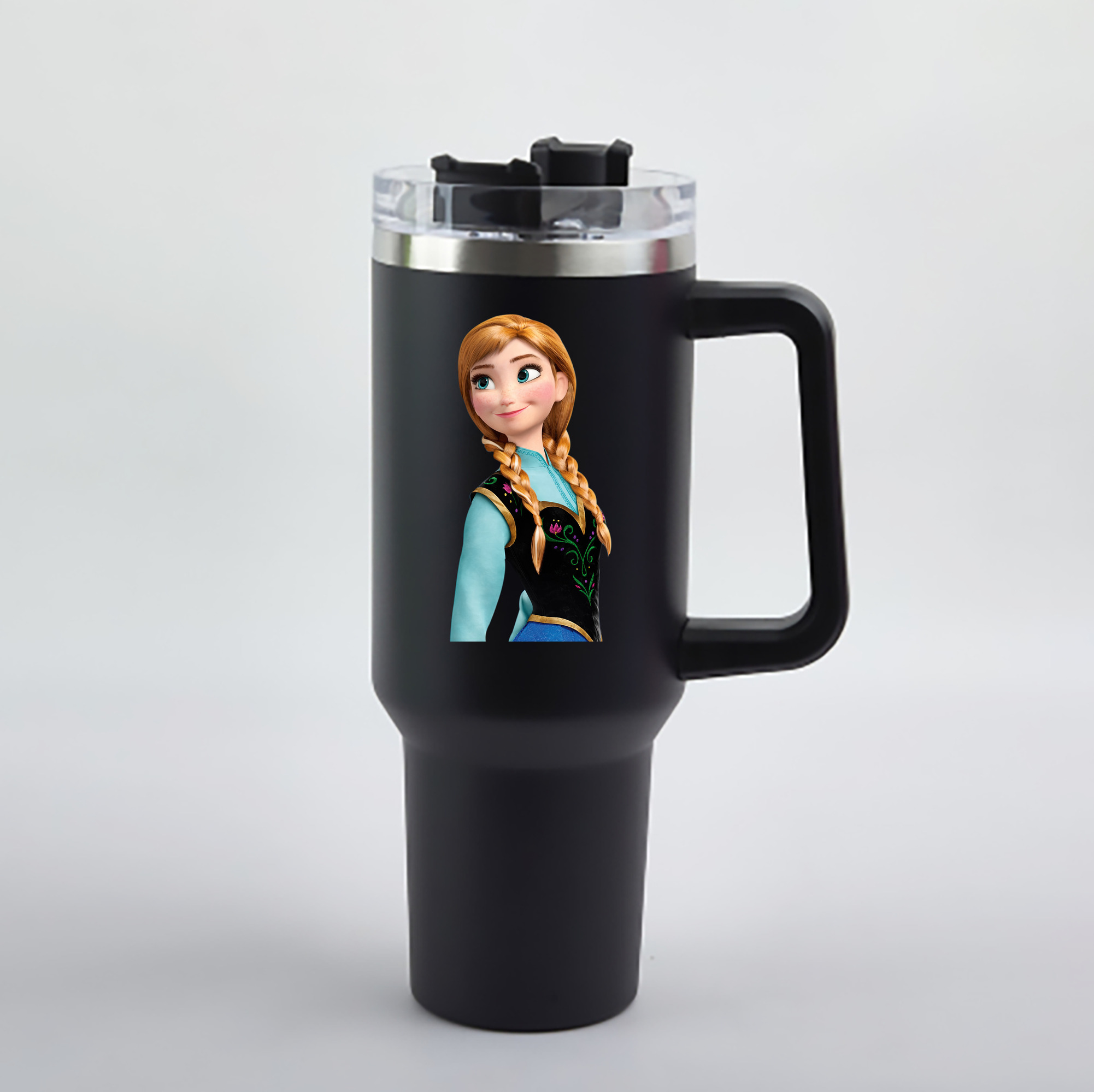 （画像用） アナと雪の女王 アンナ エルサ Frozen Anna Elsa 1200mL車用タンブラー - クリスタルステッカー（プラスチックストロー付き）