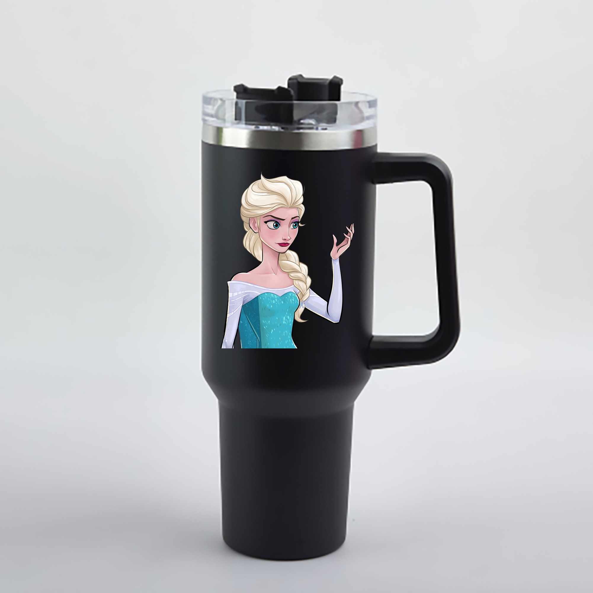 （画像用） アナと雪の女王 アンナ エルサ Frozen Anna Elsa 1200mL車用タンブラー - クリスタルステッカー（プラスチックストロー付き）