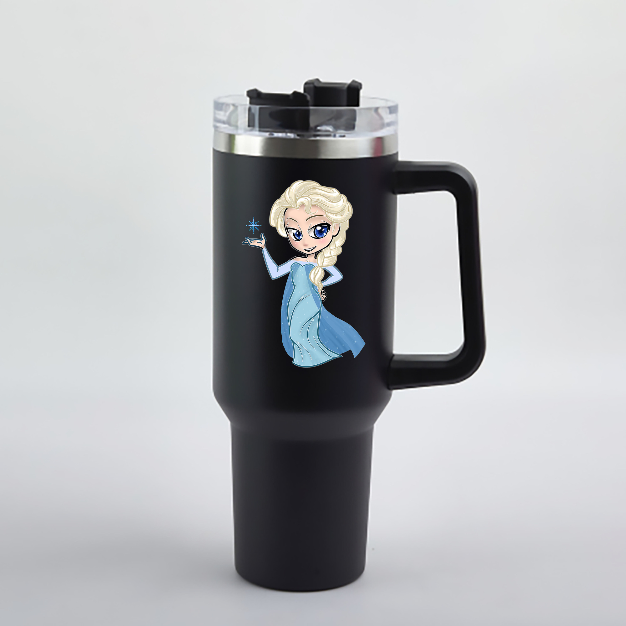 （画像用） アナと雪の女王 アンナ エルサ Frozen Anna Elsa 1200mL車用タンブラー - クリスタルステッカー（プラスチックストロー付き）