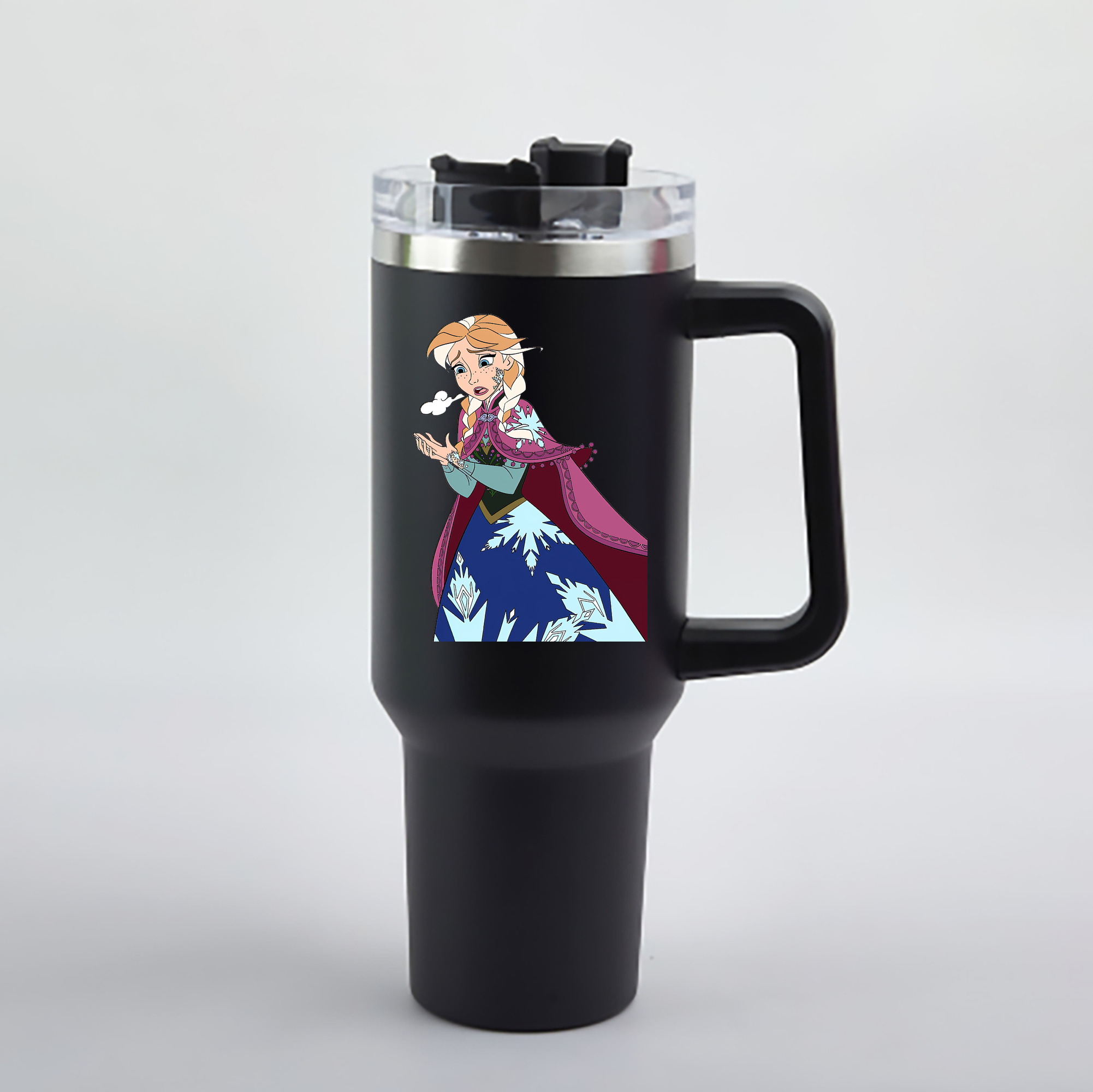 （画像用） アナと雪の女王 アンナ エルサ Frozen Anna Elsa 1200mL車用タンブラー - クリスタルステッカー（プラスチックストロー付き）