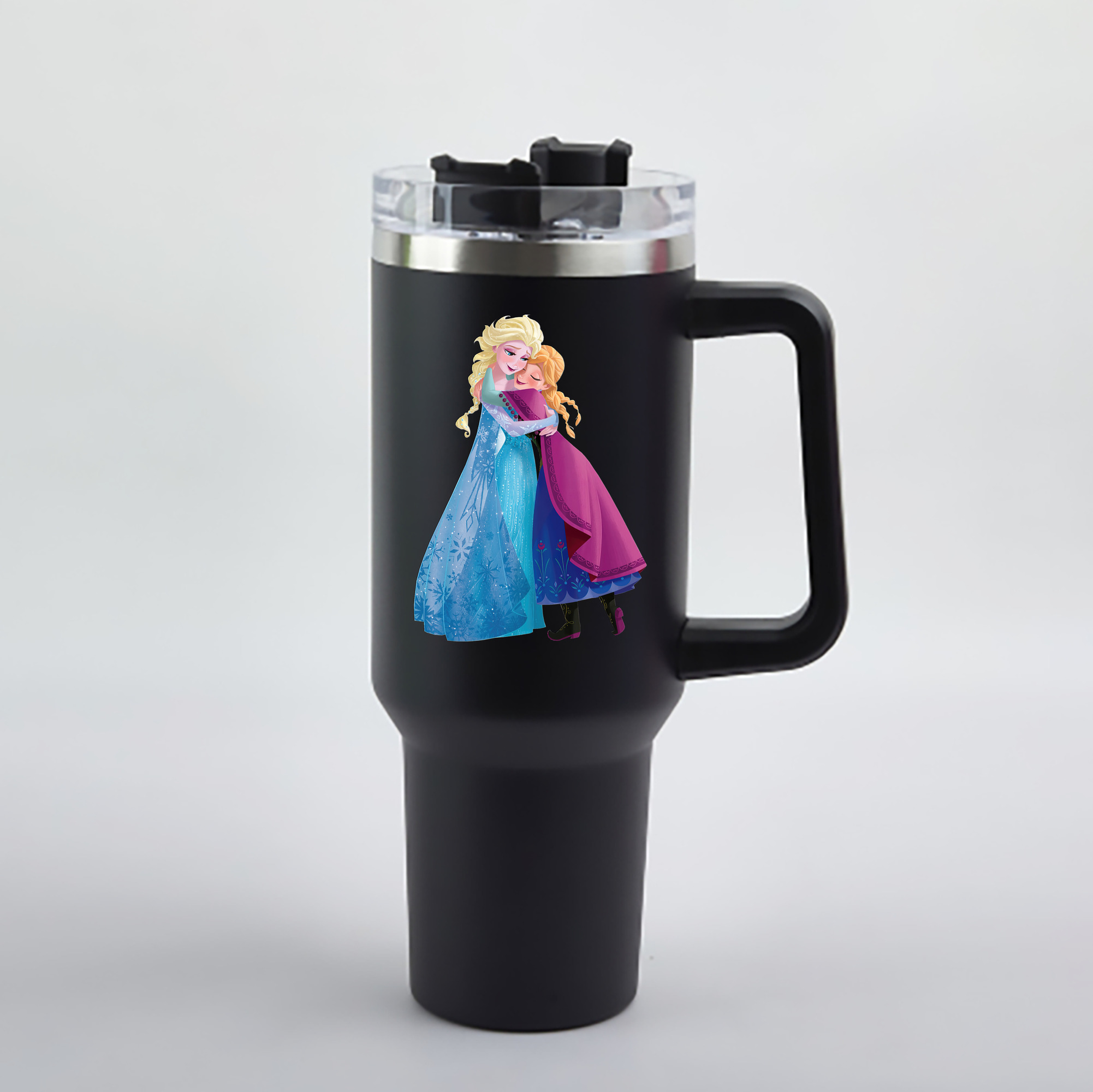 （画像用） アナと雪の女王 アンナ エルサ Frozen Anna Elsa 1200mL車用タンブラー - クリスタルステッカー（プラスチックストロー付き）