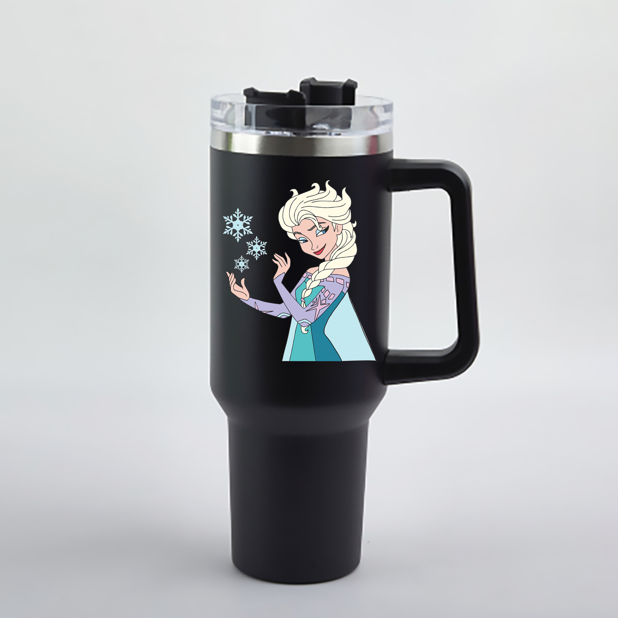 （画像用） アナと雪の女王 アンナ エルサ Frozen Anna Elsa 1200mL車用タンブラー - クリスタルステッカー（プラスチックストロー付き）