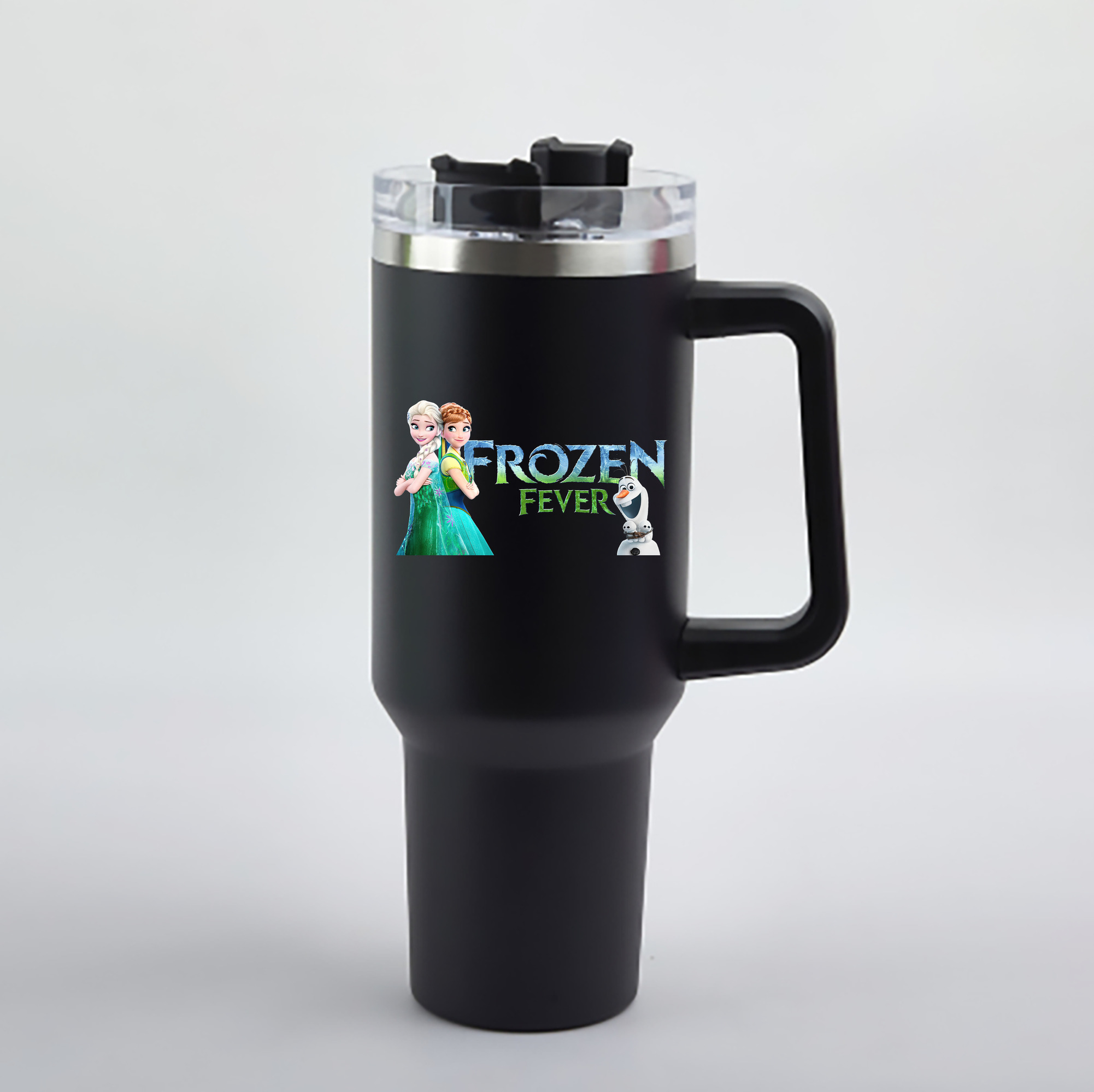 （画像用） アナと雪の女王 アンナ エルサ Frozen Anna Elsa 1200mL車用タンブラー - クリスタルステッカー（プラスチックストロー付き）