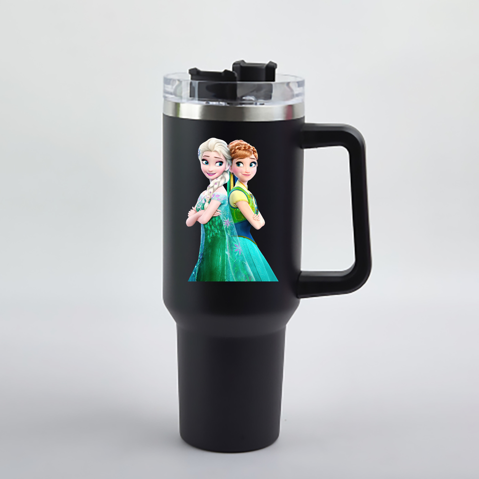 （画像用） アナと雪の女王 アンナ エルサ Frozen Anna Elsa 1200mL車用タンブラー - クリスタルステッカー（プラスチックストロー付き）