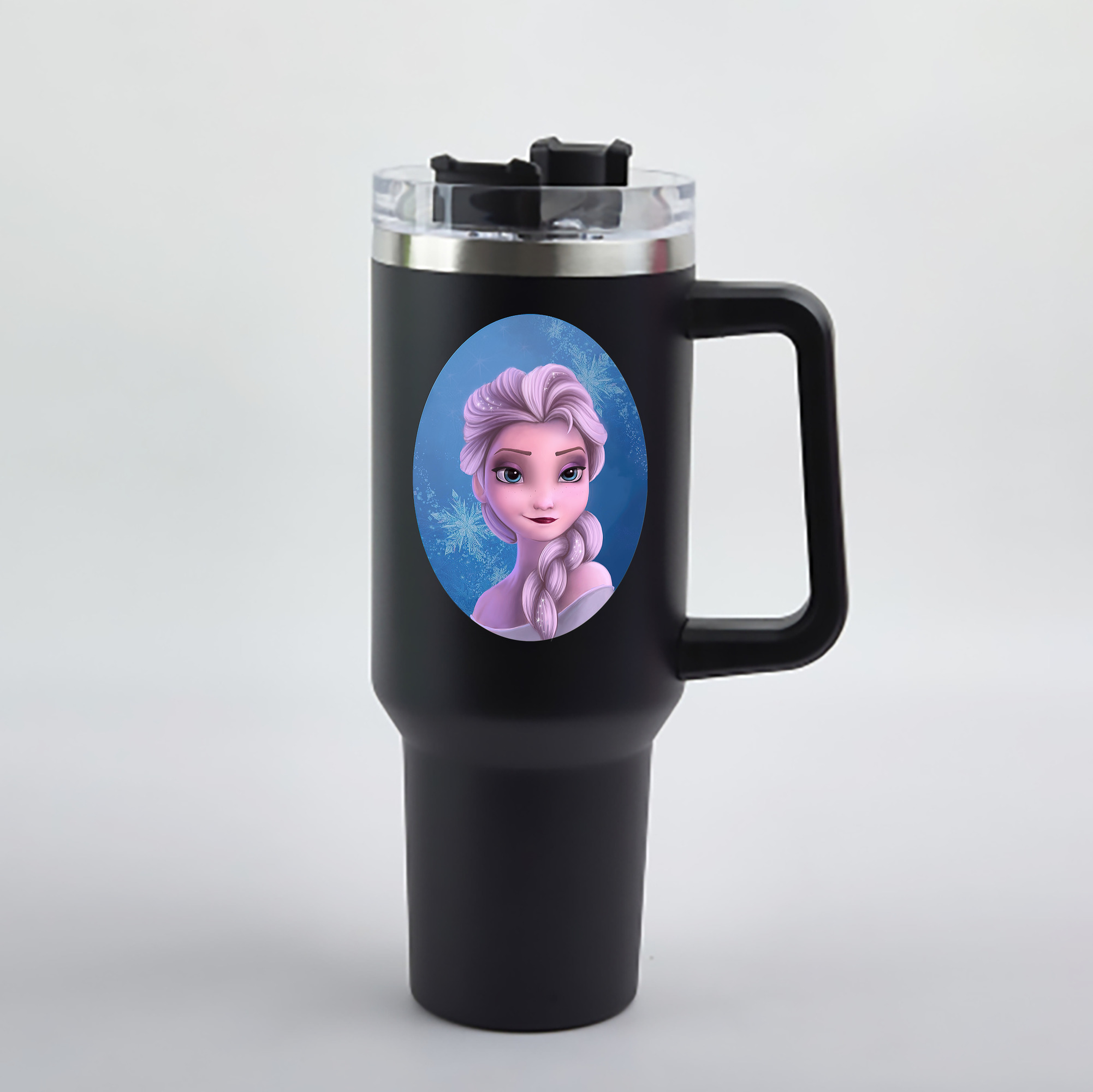 （画像用） アナと雪の女王 アンナ エルサ Frozen Anna Elsa 1200mL車用タンブラー - クリスタルステッカー（プラスチックストロー付き）