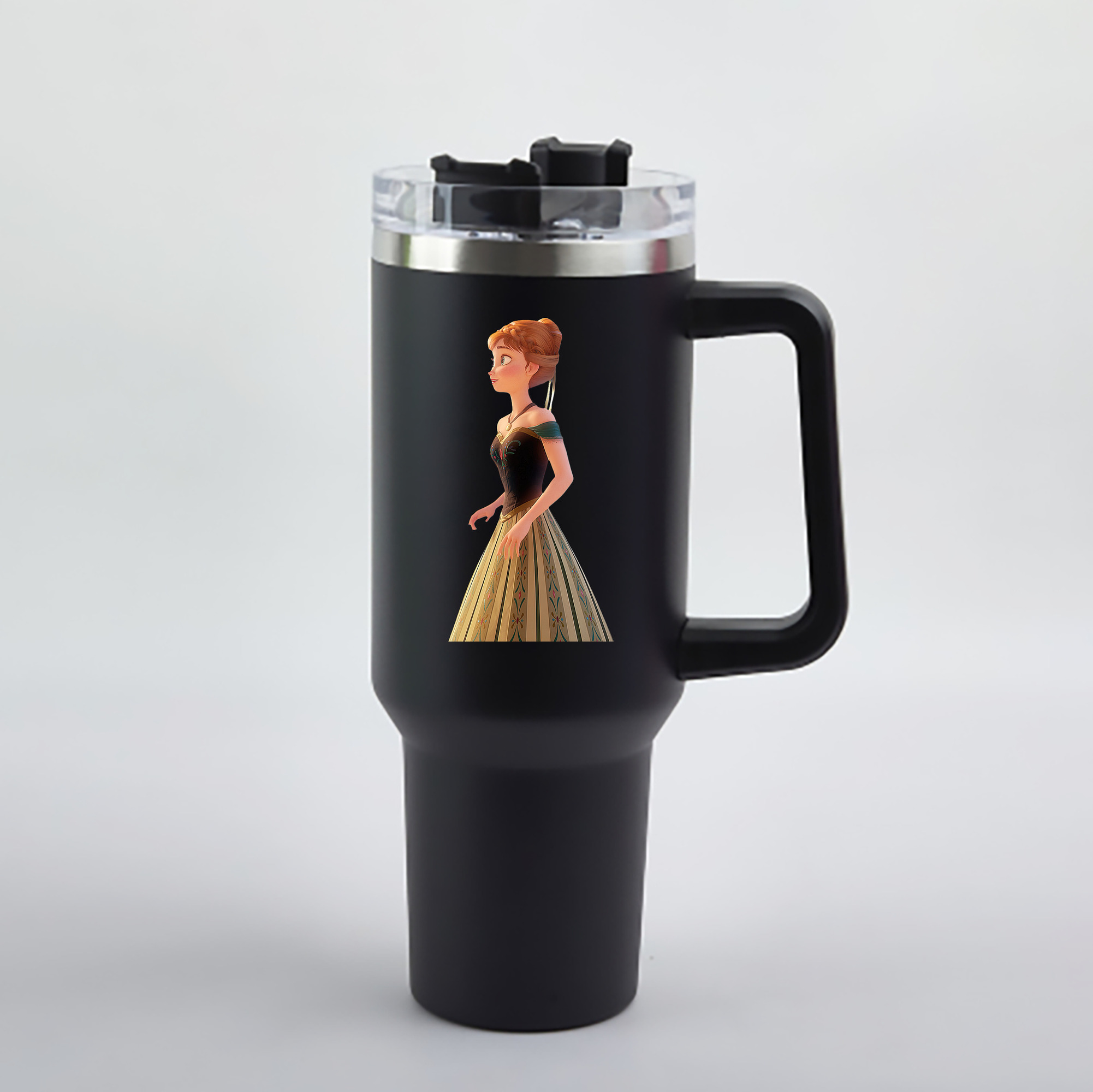（画像用） アナと雪の女王 アンナ エルサ Frozen Anna Elsa 1200mL車用タンブラー - クリスタルステッカー（プラスチックストロー付き）