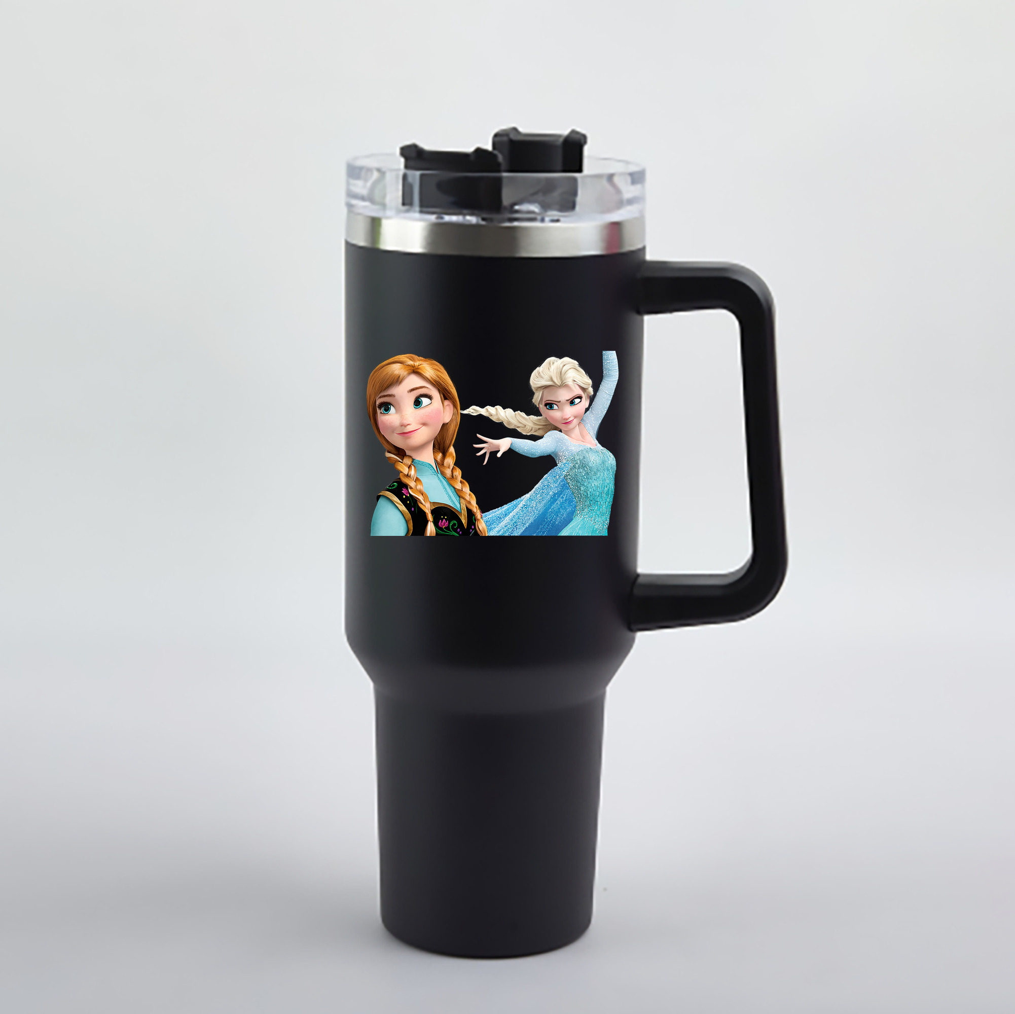 （画像用） アナと雪の女王 アンナ エルサ Frozen Anna Elsa 1200mL車用タンブラー - クリスタルステッカー（プラスチックストロー付き）