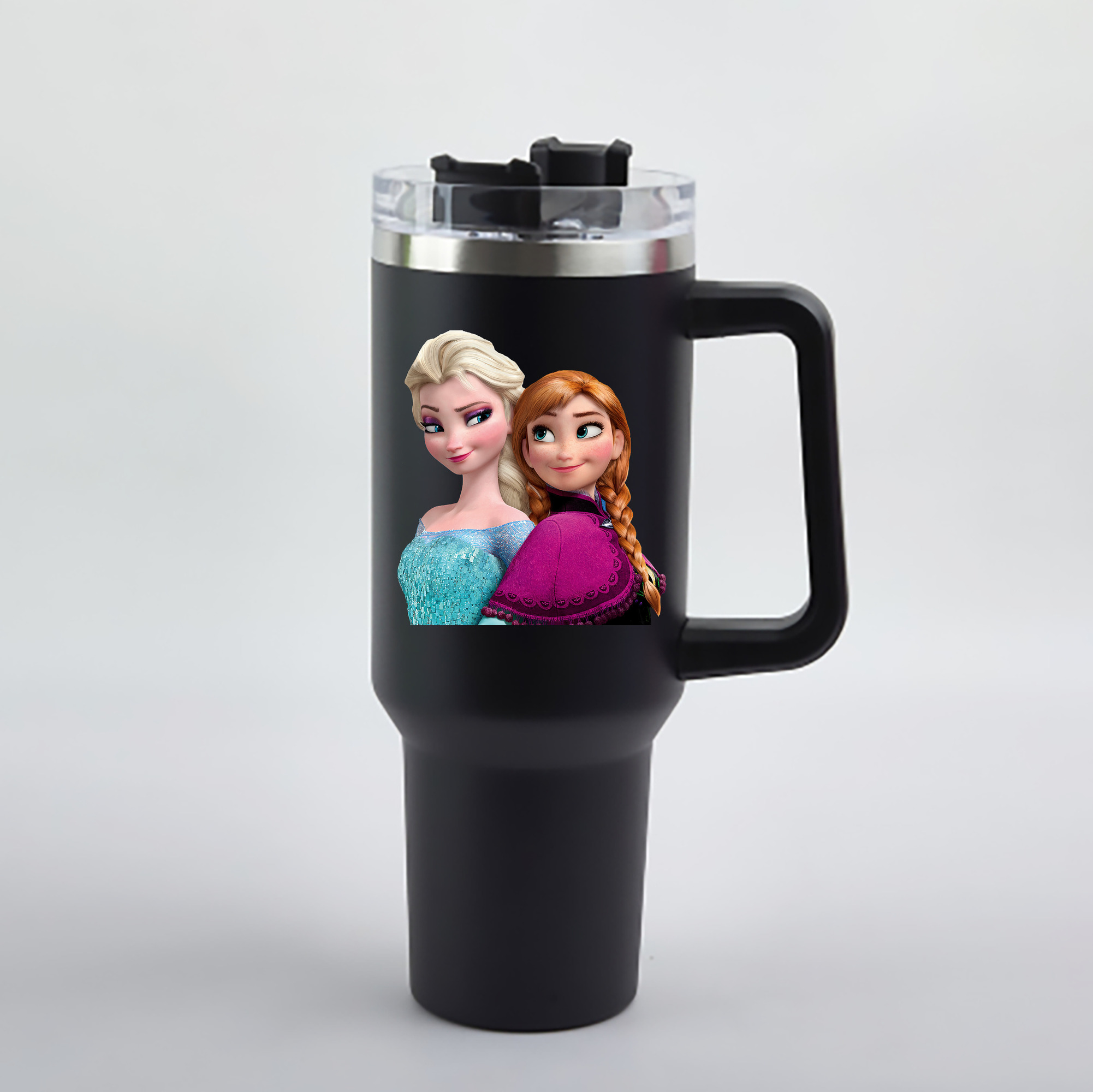 （画像用） アナと雪の女王 アンナ エルサ Frozen Anna Elsa 1200mL車用タンブラー - クリスタルステッカー（プラスチックストロー付き）