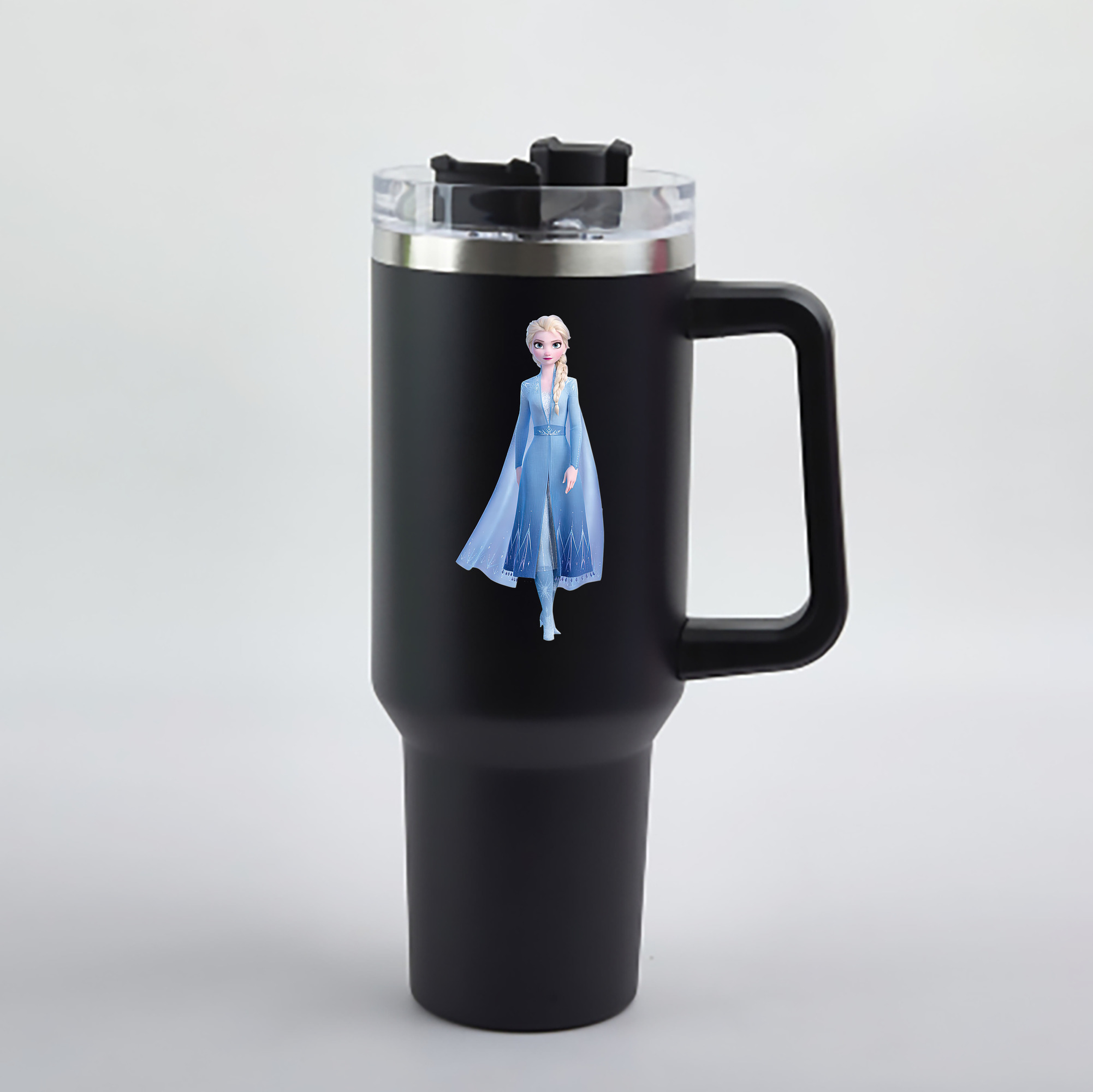 （画像用） アナと雪の女王 アンナ エルサ Frozen Anna Elsa 1200mL車用タンブラー - クリスタルステッカー（プラスチックストロー付き）