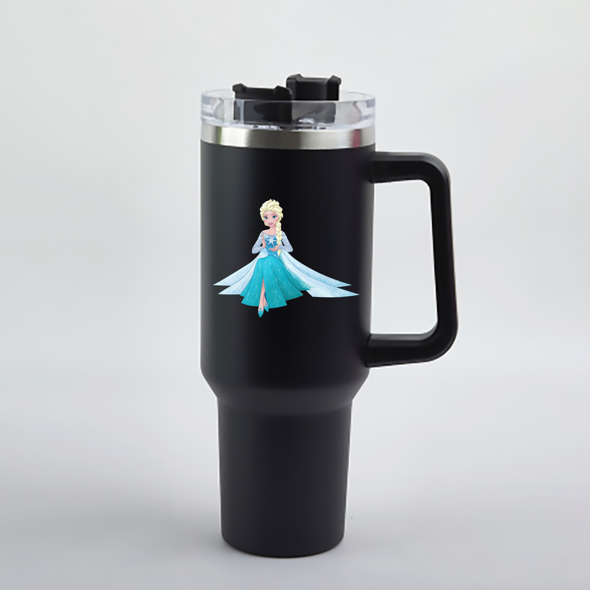 （画像用） アナと雪の女王 アンナ エルサ Frozen Anna Elsa 1200mL車用タンブラー - クリスタルステッカー（プラスチックストロー付き）