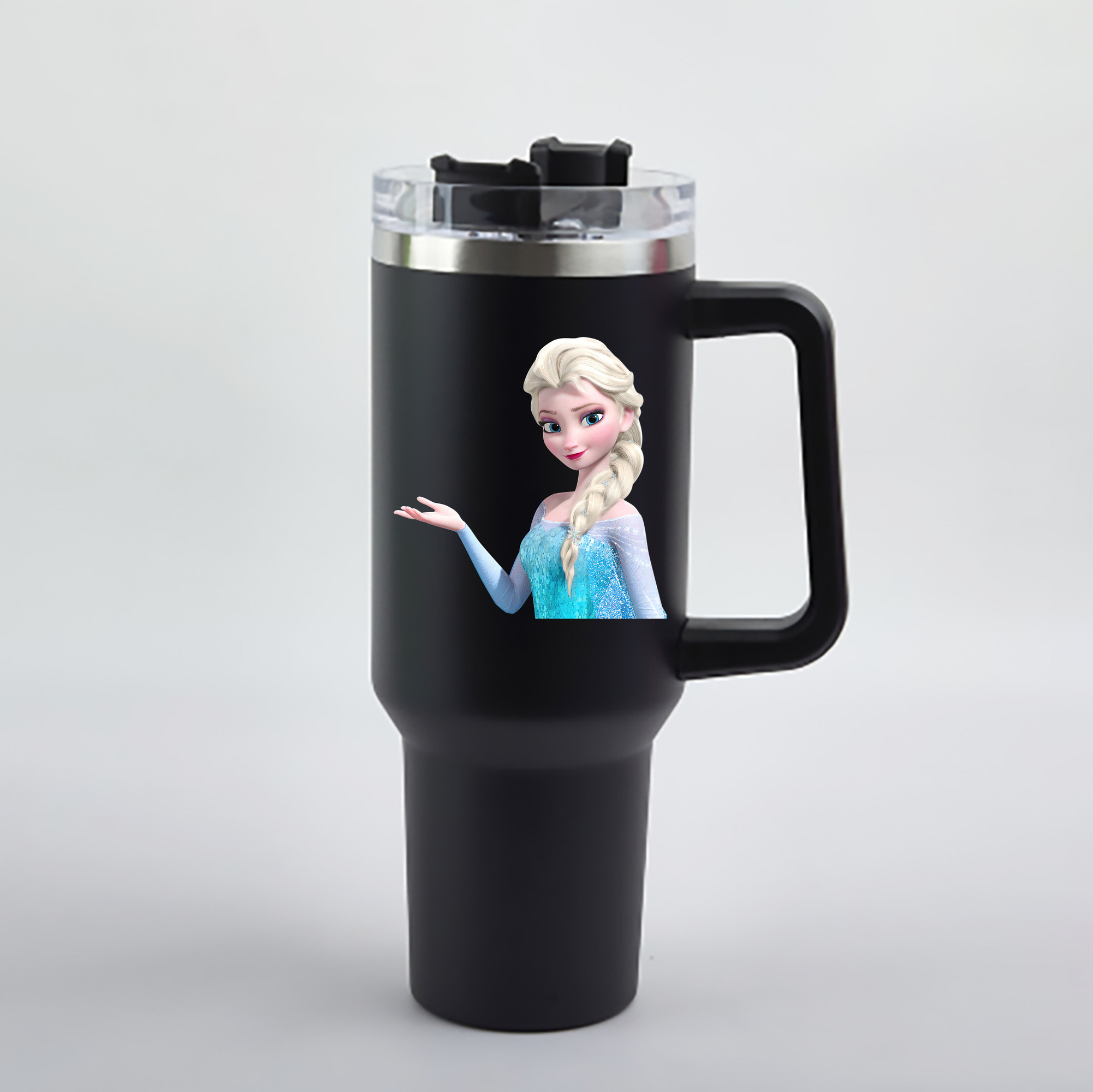 （画像用） アナと雪の女王 アンナ エルサ Frozen Anna Elsa 1200mL車用タンブラー - クリスタルステッカー（プラスチックストロー付き）