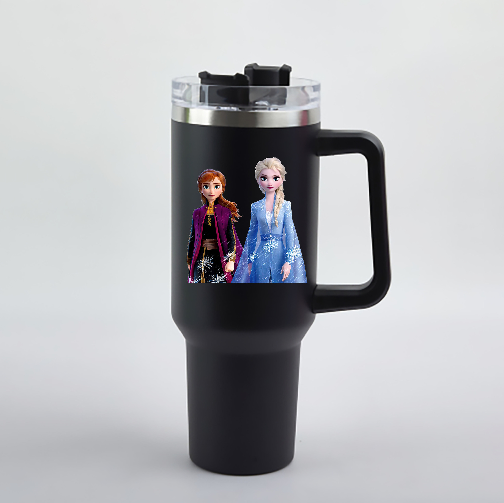 （画像用） アナと雪の女王 アンナ エルサ Frozen Anna Elsa 1200mL車用タンブラー - クリスタルステッカー（プラスチックストロー付き）