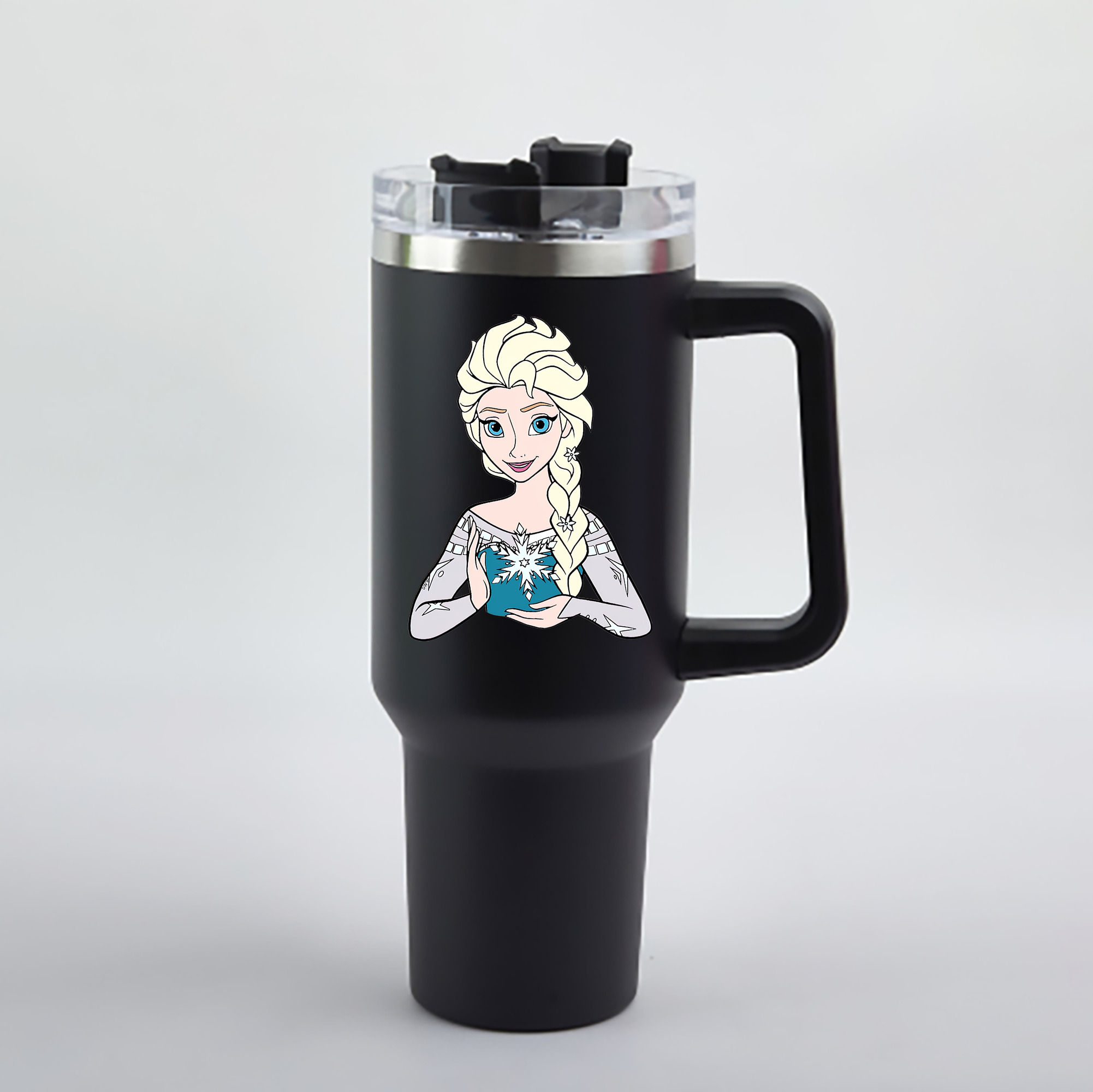 （画像用） アナと雪の女王 アンナ エルサ Frozen Anna Elsa 1200mL車用タンブラー - クリスタルステッカー（プラスチックストロー付き）