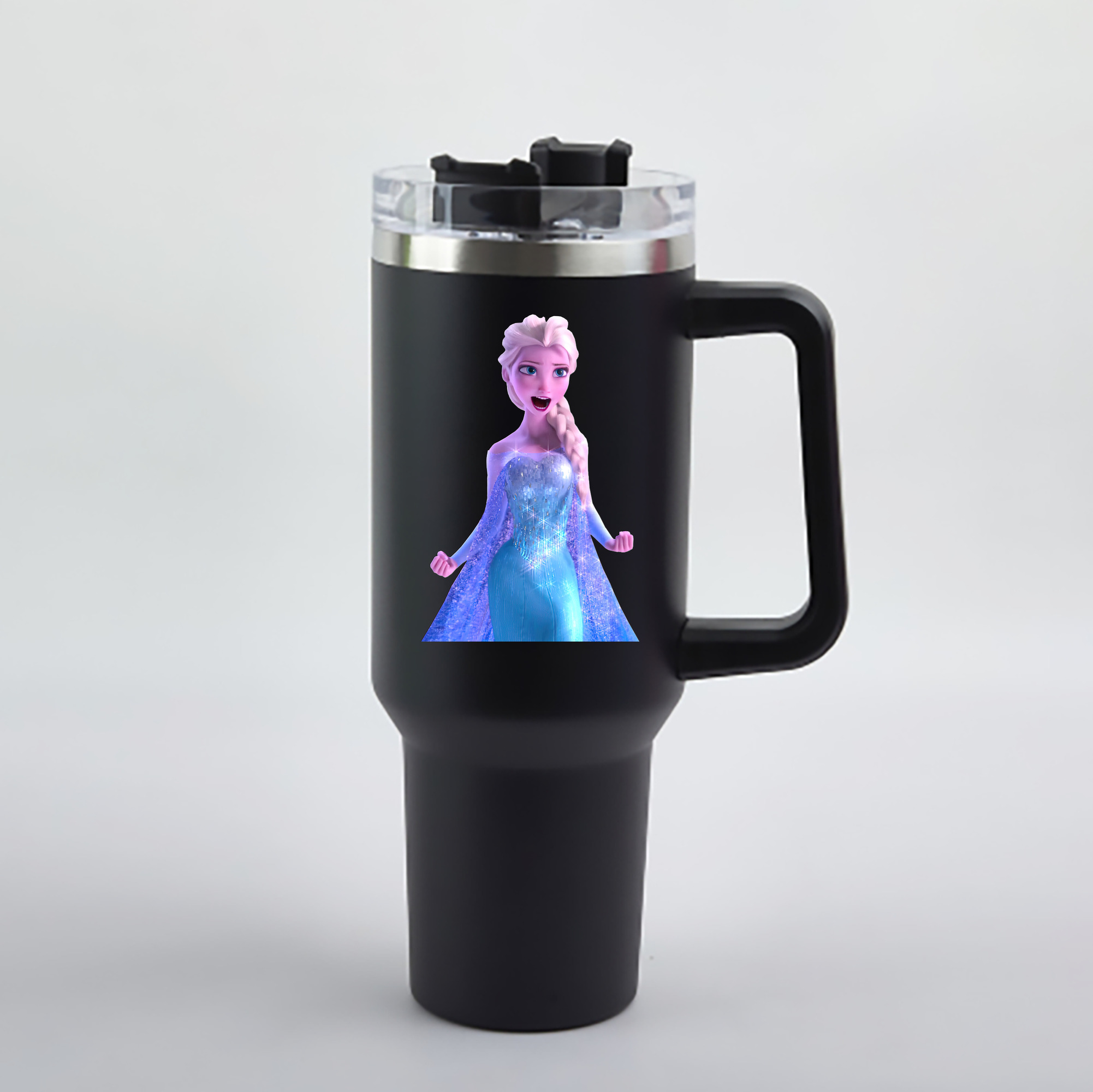 （画像用） アナと雪の女王 アンナ エルサ Frozen Anna Elsa 1200mL車用タンブラー - クリスタルステッカー（プラスチックストロー付き）