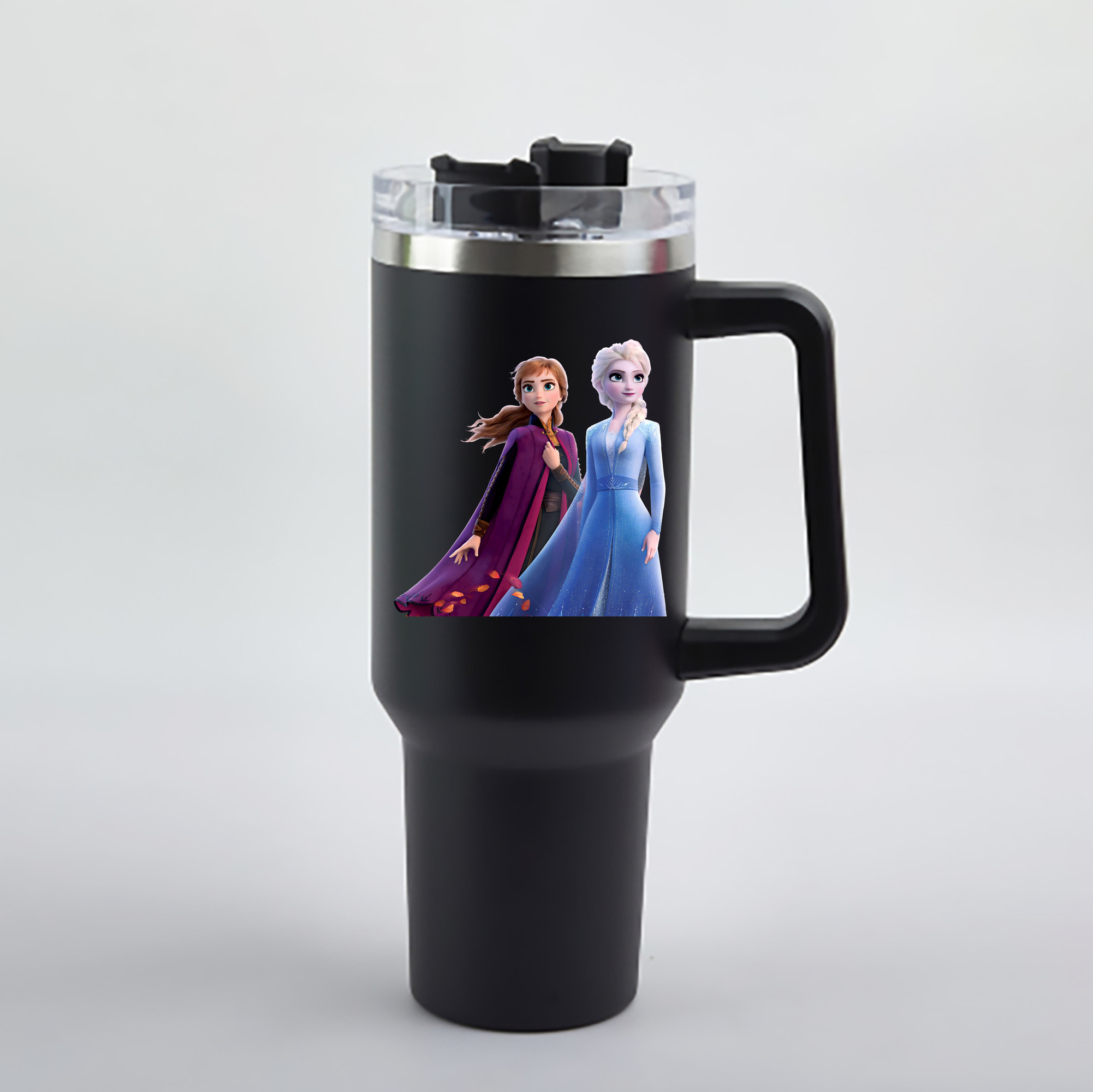 （画像用） アナと雪の女王 アンナ エルサ Frozen Anna Elsa 1200mL車用タンブラー - クリスタルステッカー（プラスチックストロー付き）