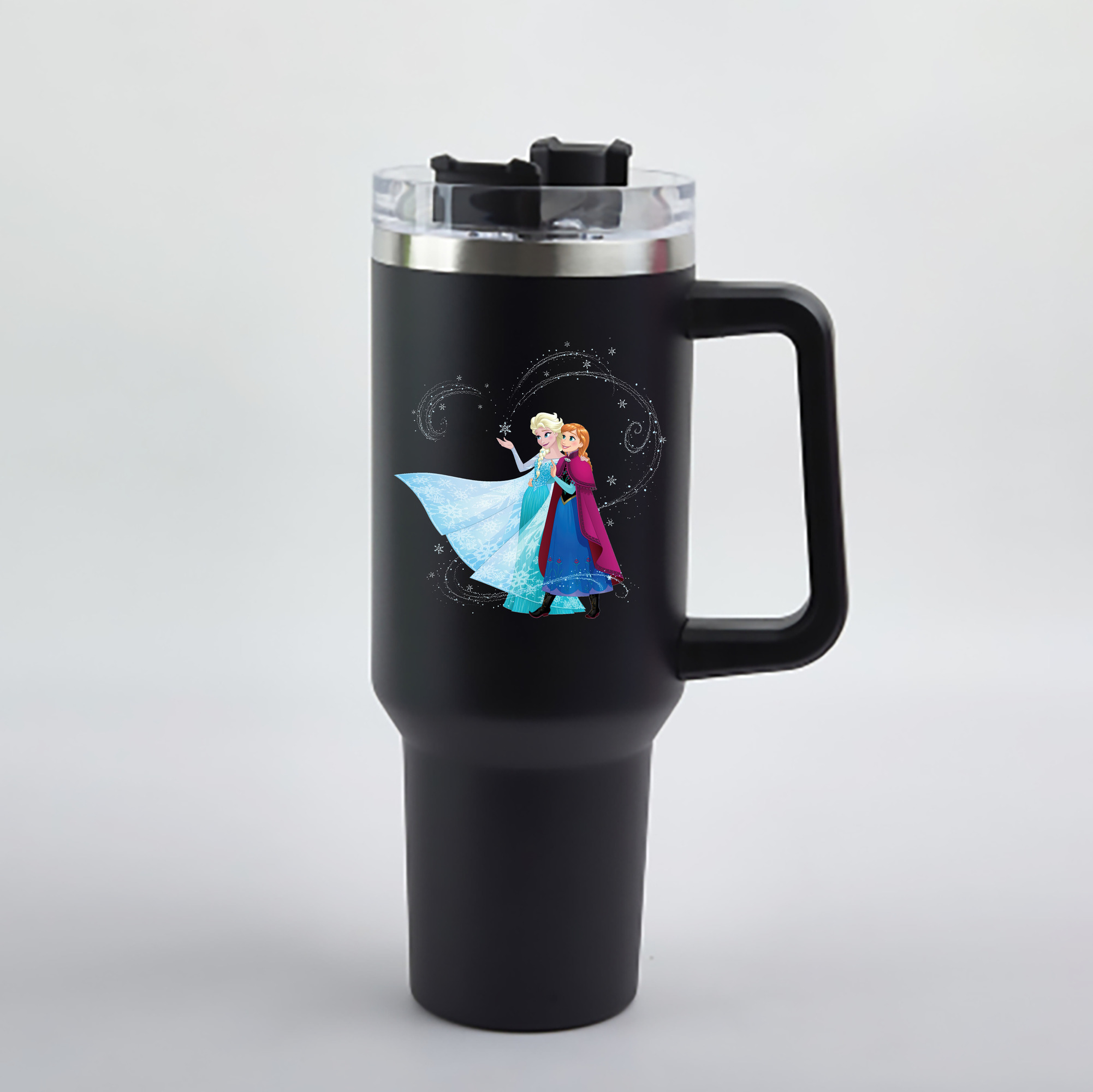 （画像用） アナと雪の女王 アンナ エルサ Frozen Anna Elsa 1200mL車用タンブラー - クリスタルステッカー（プラスチックストロー付き）