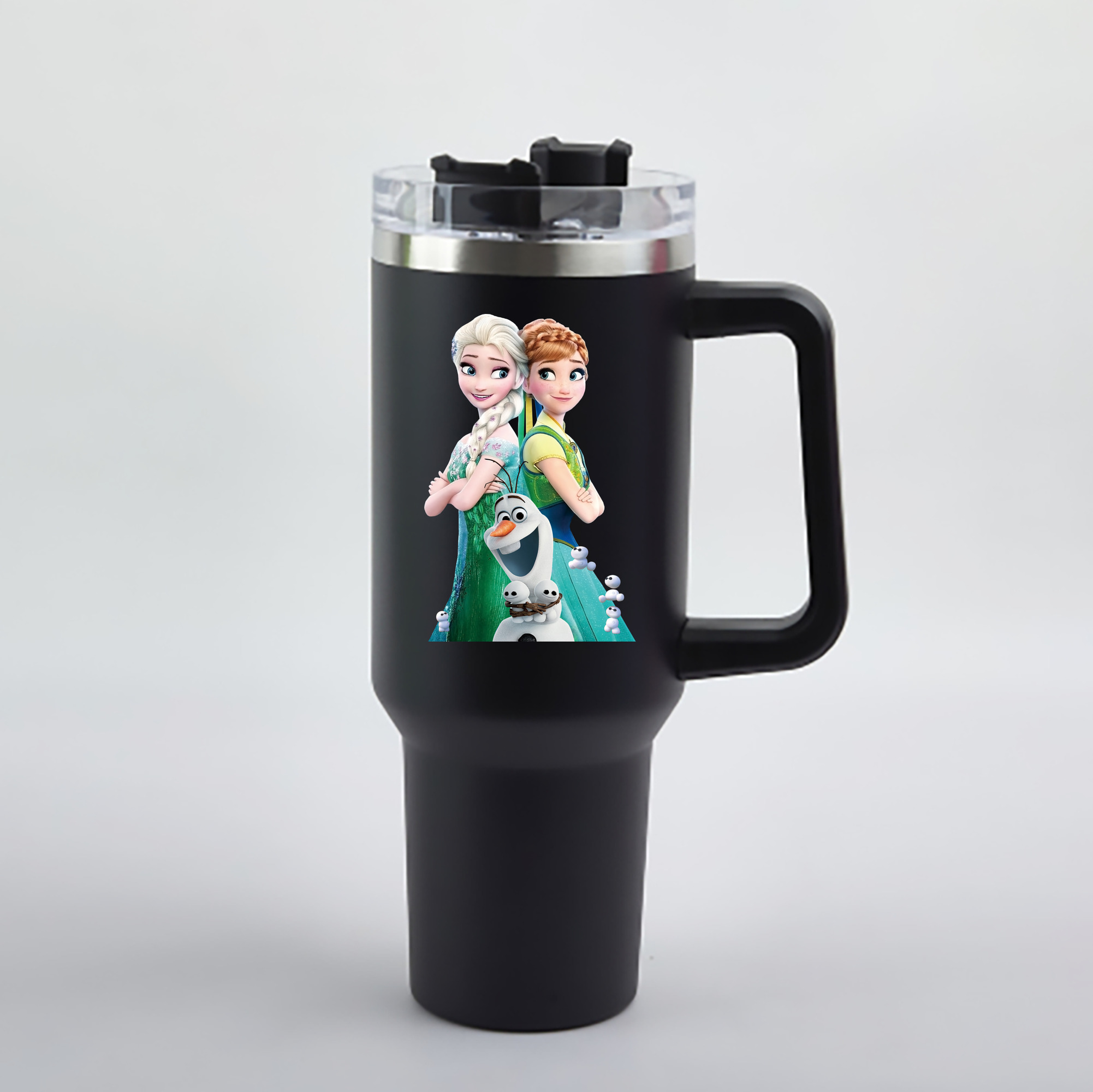 （画像用） アナと雪の女王 アンナ エルサ Frozen Anna Elsa 1200mL車用タンブラー - クリスタルステッカー（プラスチックストロー付き）