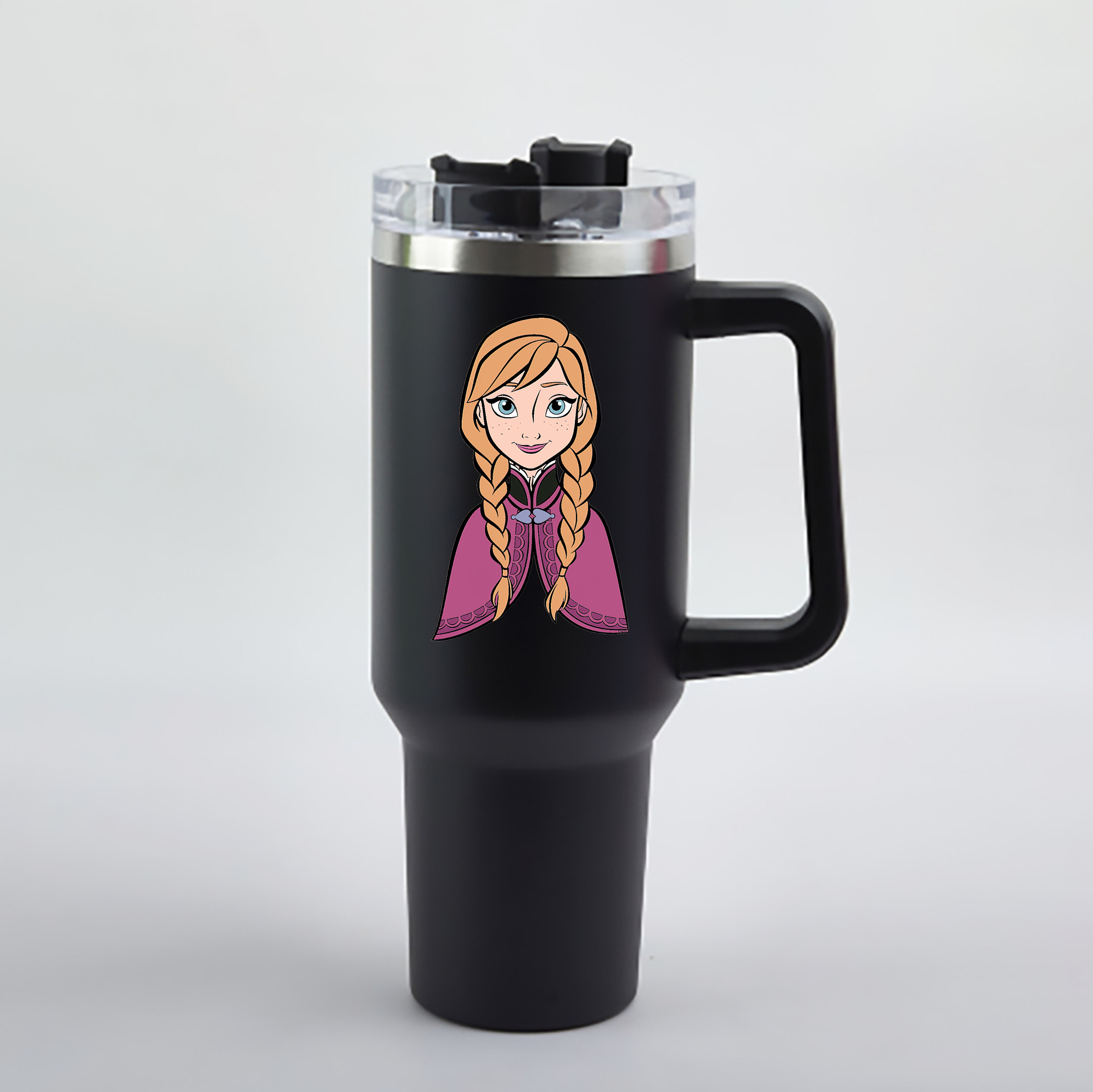（画像用） アナと雪の女王 アンナ エルサ Frozen Anna Elsa 1200mL車用タンブラー - クリスタルステッカー（プラスチックストロー付き）