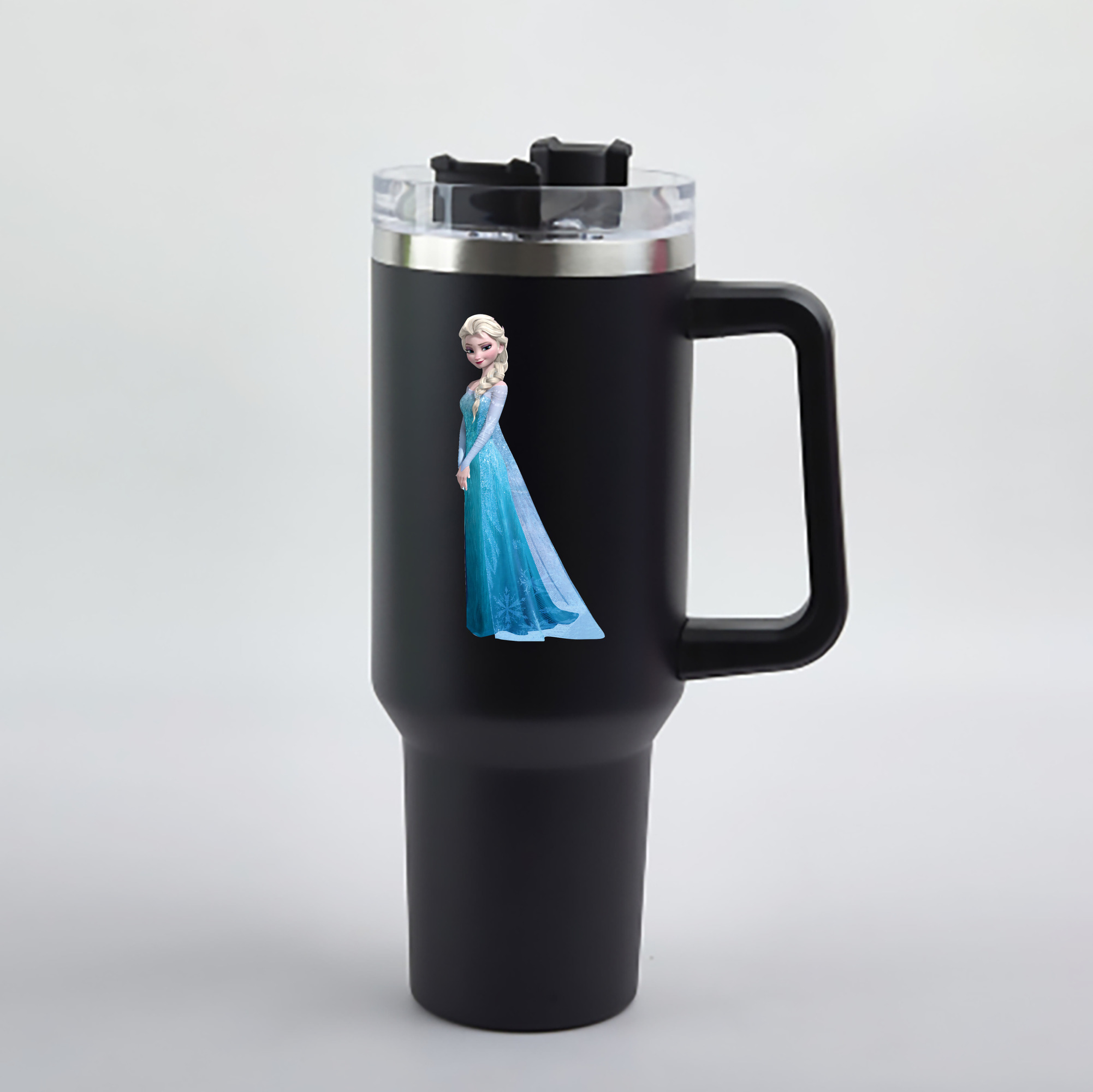 （画像用） アナと雪の女王 アンナ エルサ Frozen Anna Elsa 1200mL車用タンブラー - クリスタルステッカー（プラスチックストロー付き）