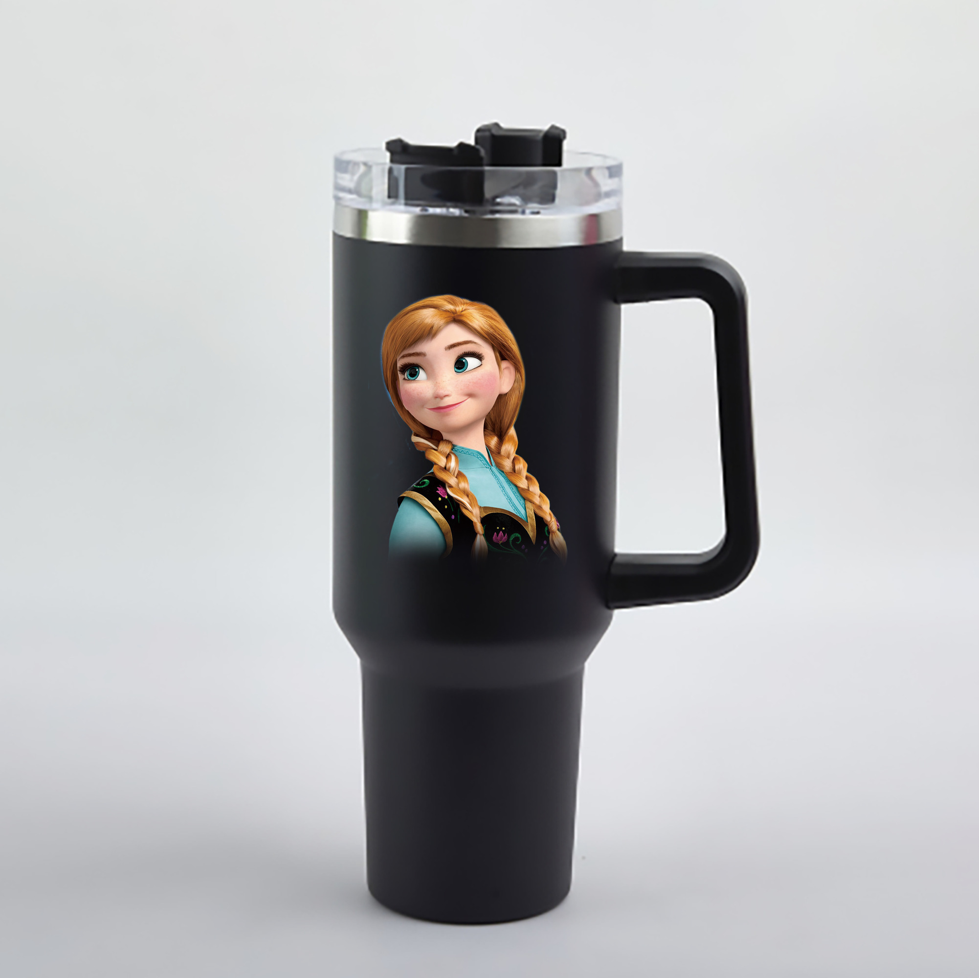（画像用） アナと雪の女王 アンナ エルサ Frozen Anna Elsa 1200mL車用タンブラー - クリスタルステッカー（プラスチックストロー付き）