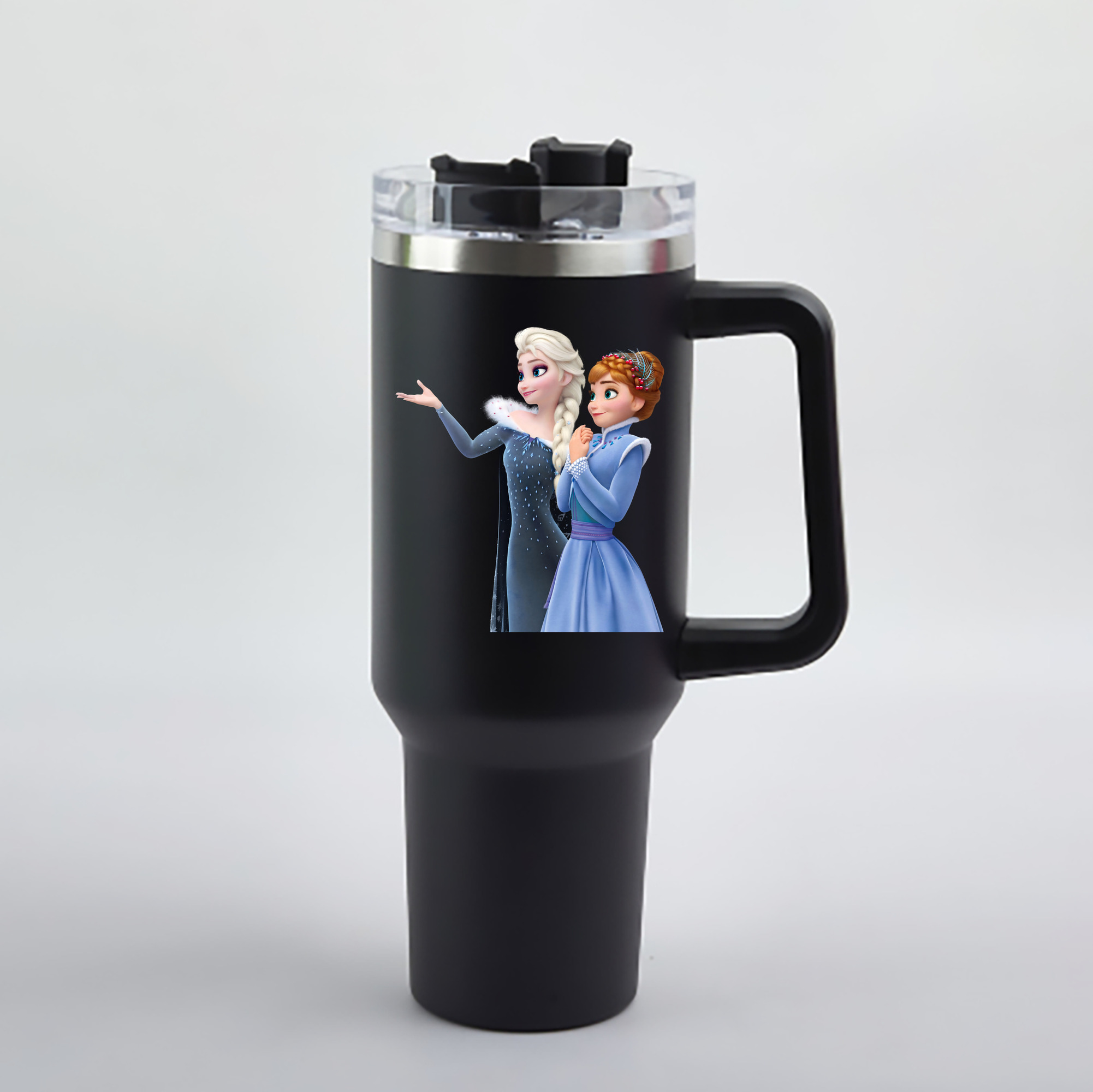 （画像用） アナと雪の女王 アンナ エルサ Frozen Anna Elsa 1200mL車用タンブラー - クリスタルステッカー（プラスチックストロー付き）