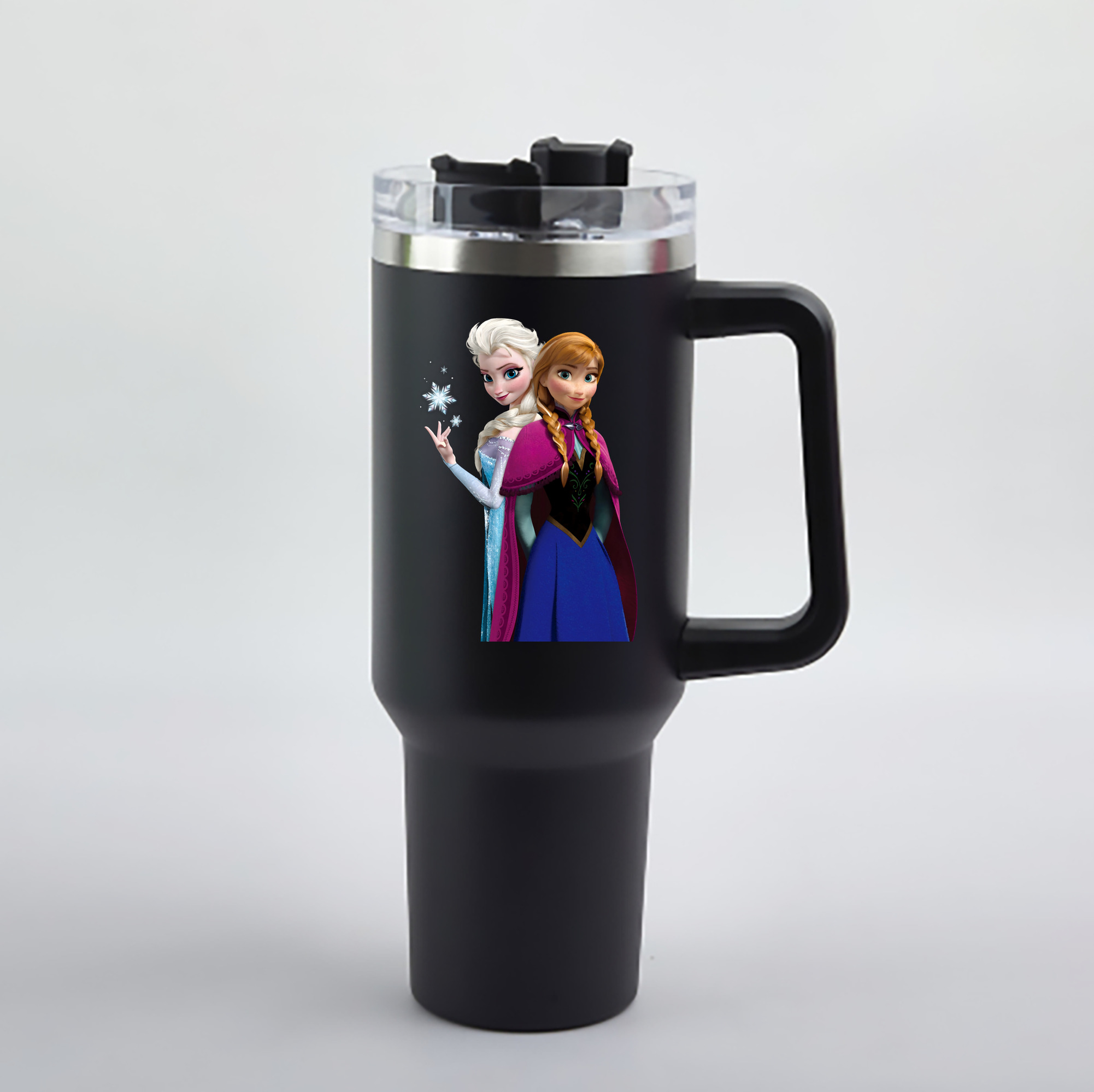 （画像用） アナと雪の女王 アンナ エルサ Frozen Anna Elsa 1200mL車用タンブラー - クリスタルステッカー（プラスチックストロー付き）